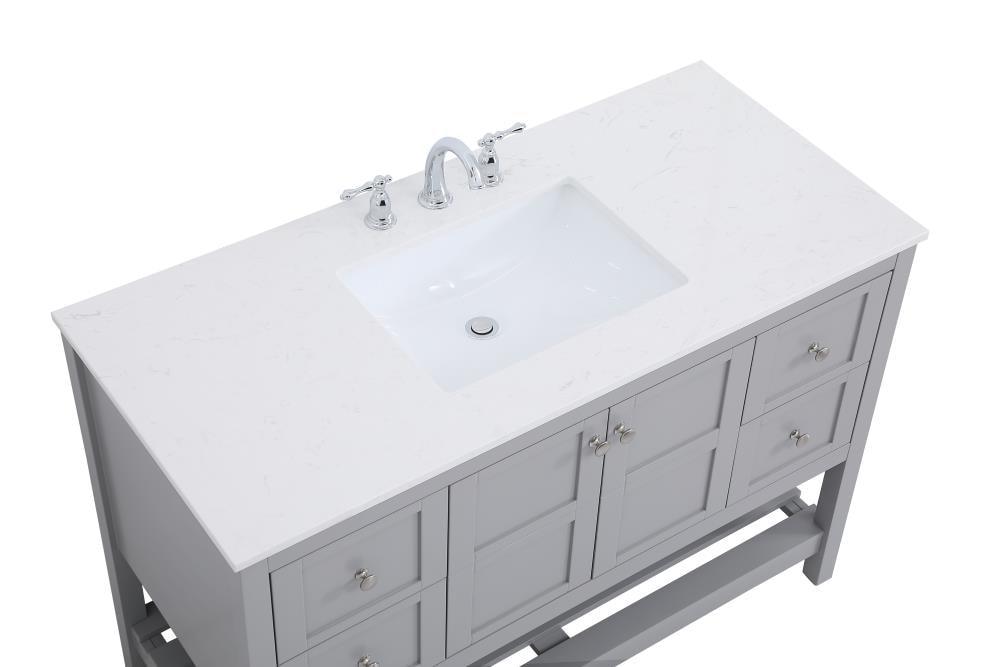 Elegant Decor Theo 48" Steel and Solid Wood Single Bathroom Vanity in Gray