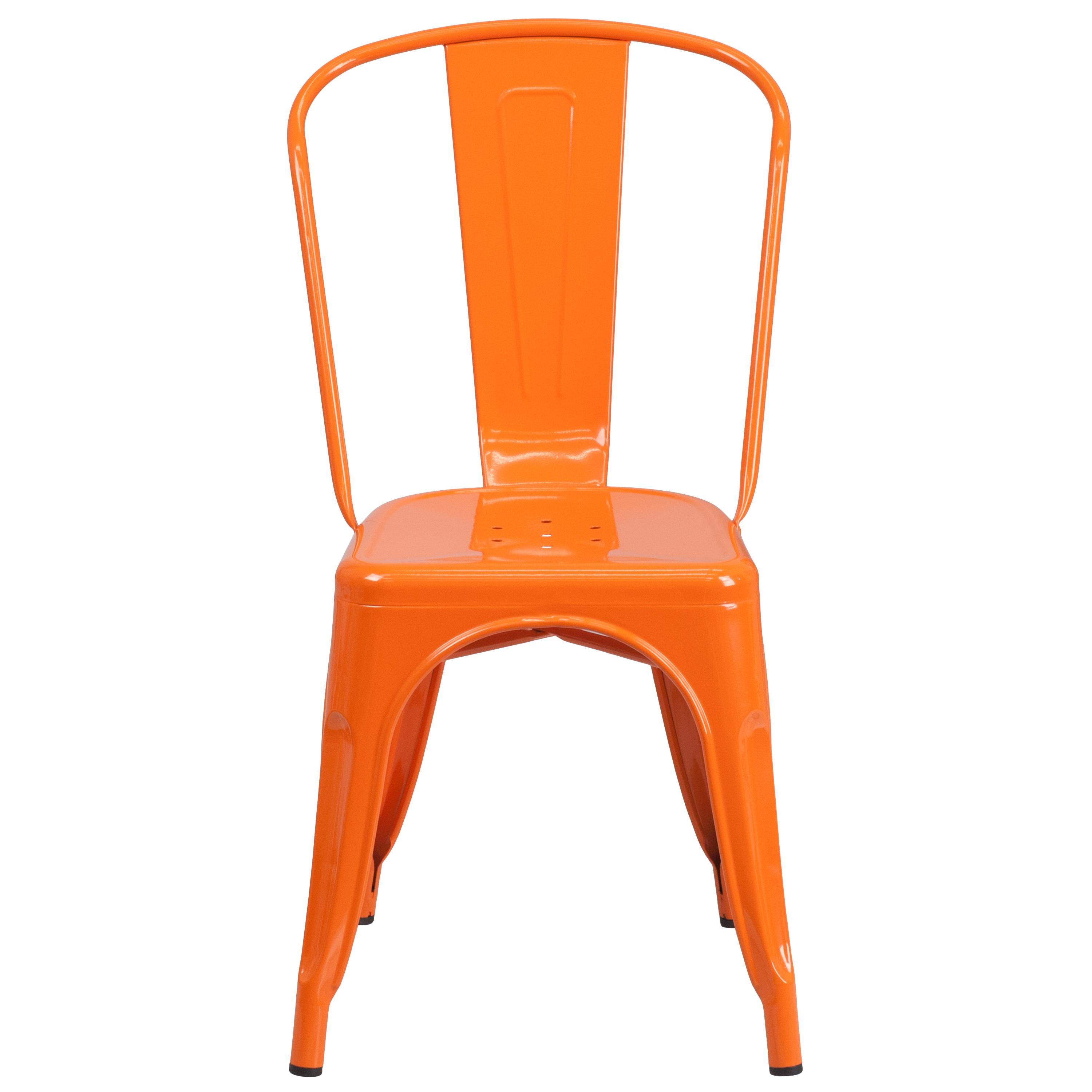 Flash Furniture Commercial Grade Orange Metal Indoor-Outdoor Stackable Chair