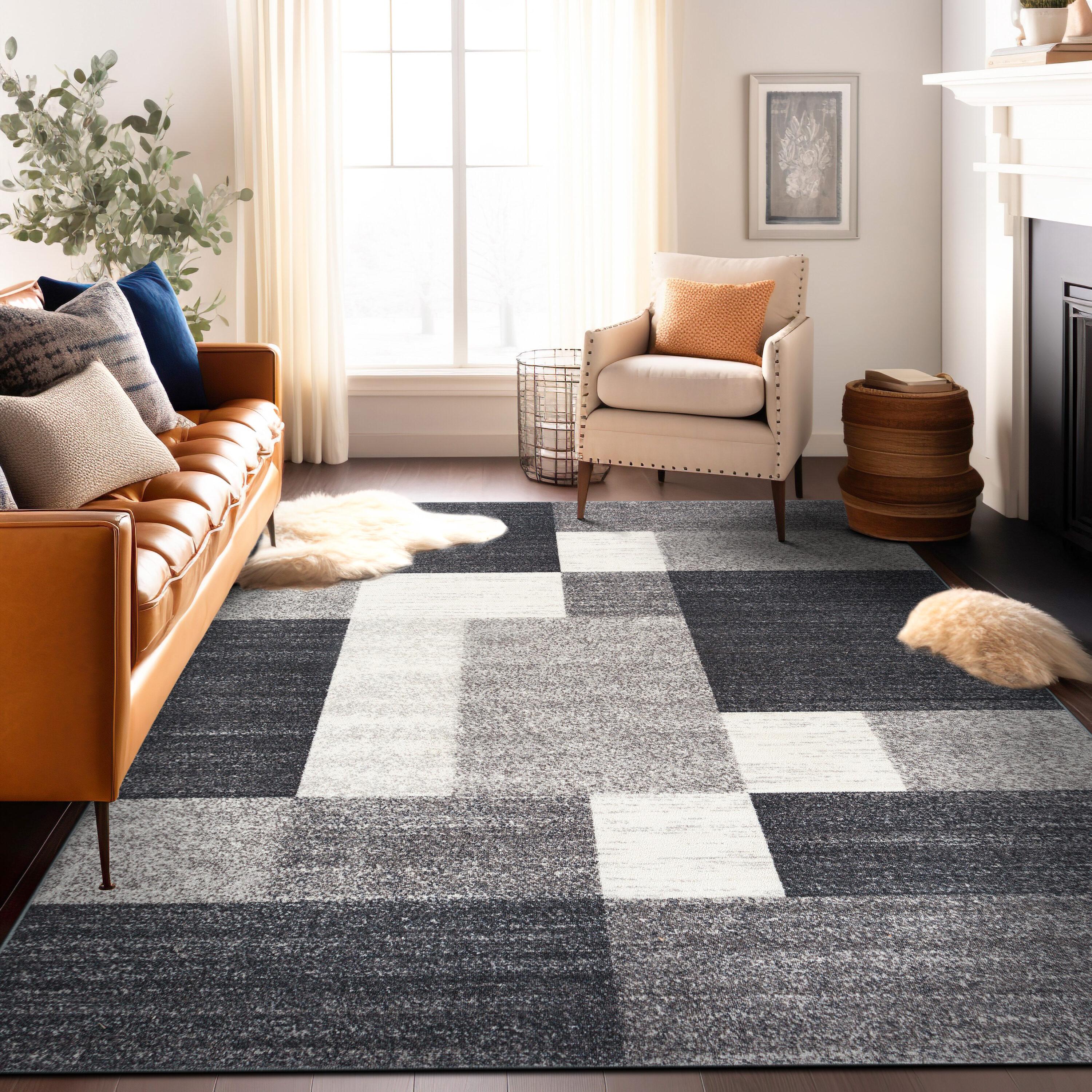 World Rug Gallery Modern Boxes Design Non-slip (Non-skid) Area Rug