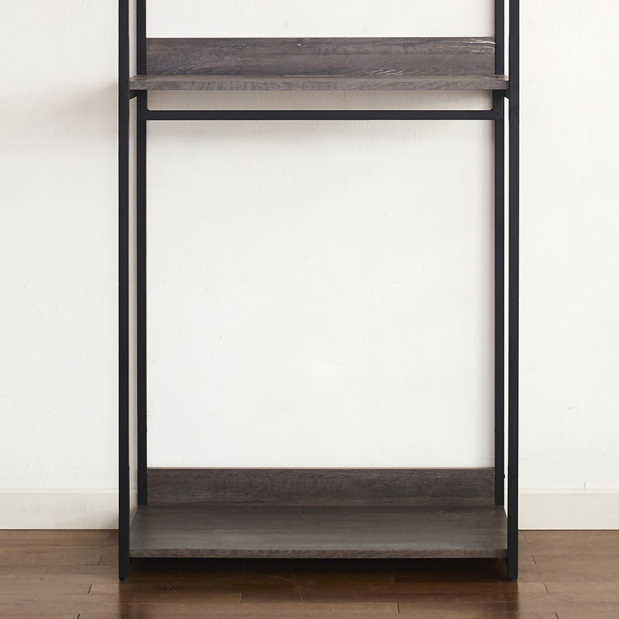 AndMakers Monica Farmhouse Industrial Wood Walk-in Closet with Two Shelves in Rustic Gray
