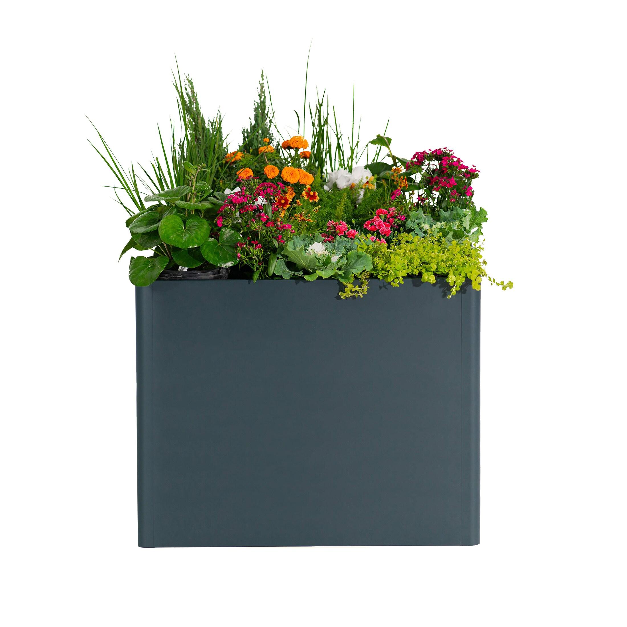 Vego Garden Tall Modern Rectangular Raised Metal Outdoor Planter Box Midnight Blue 42"x42"x32"