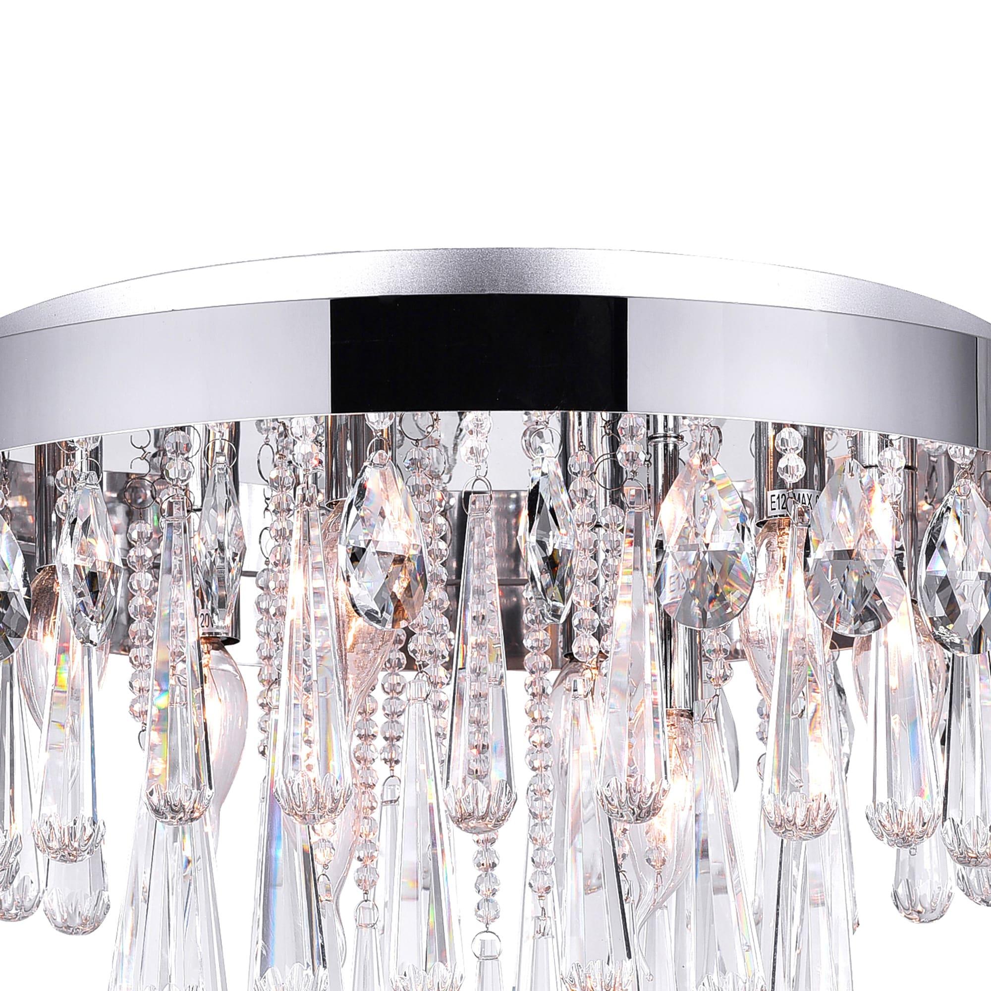 Vast 8-Light Chrome Crystal Flush Mount Ceiling Fixture