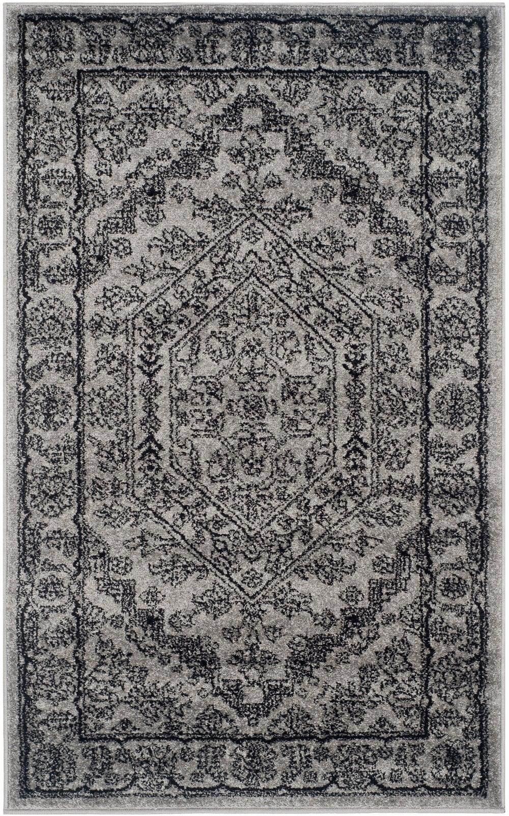 Adirondack ADR108 Power Loomed Area Rug - Silver/Black - 4'x6' - Safavieh.