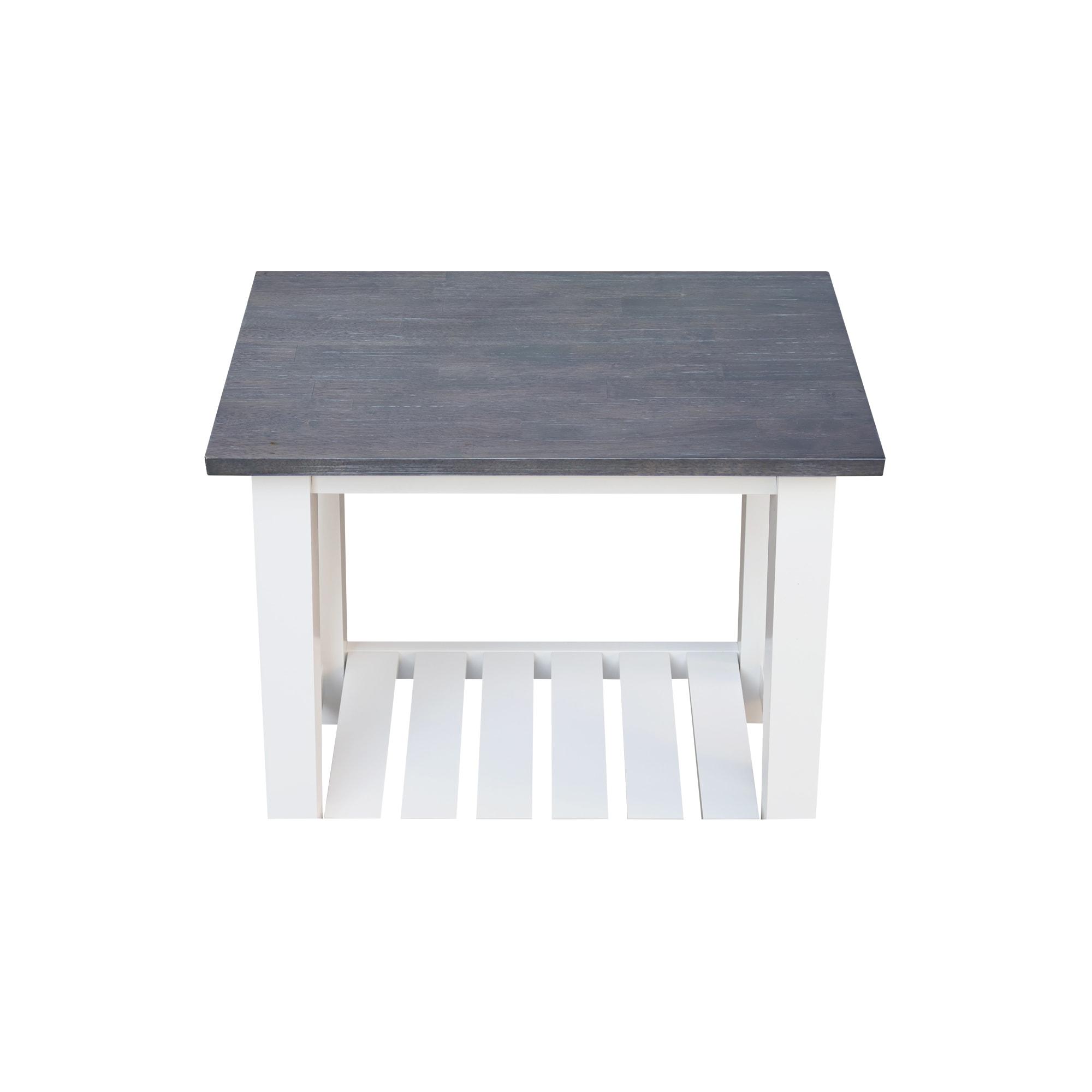 Surrey Side Table White/Heather Gray - International Concepts: Hardwood, Narrow, Fixed Shelf