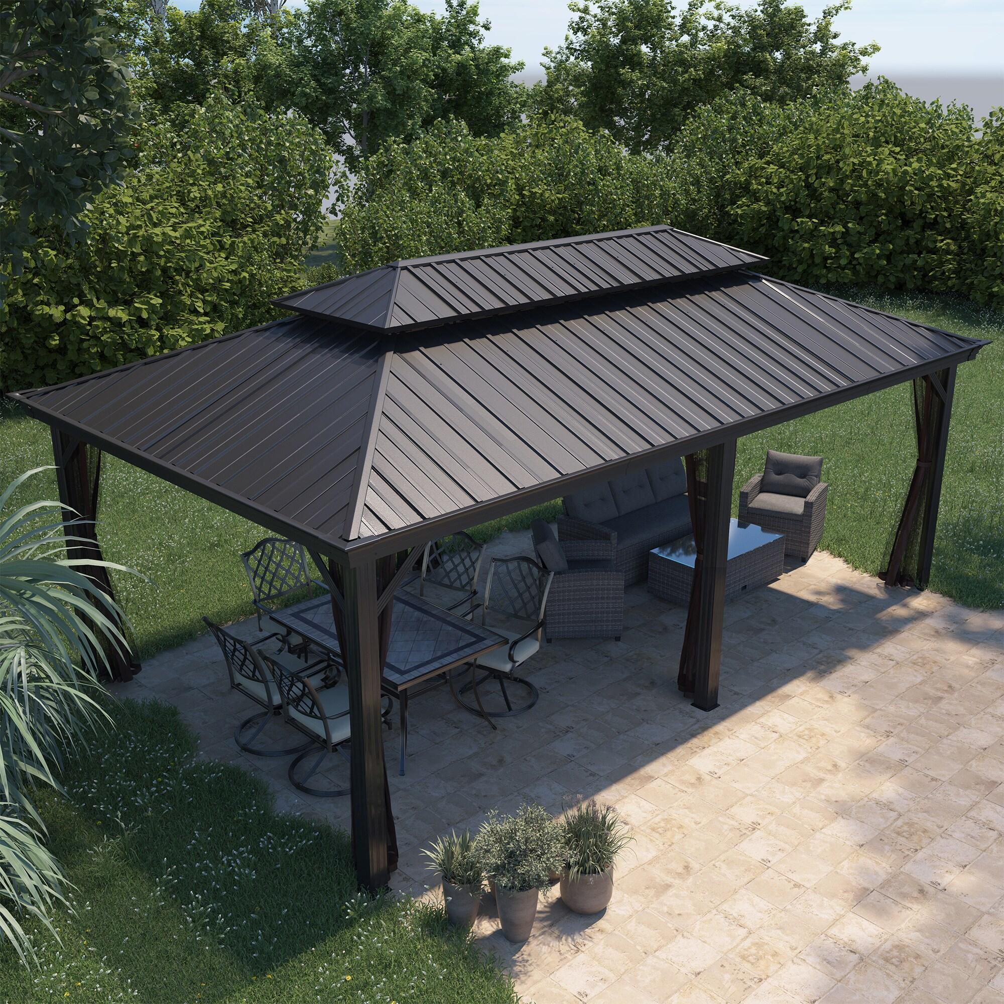 Connal 20 Ft. W x 12 Ft. D Hard Top Double Roof Aluminum Patio Gazebo