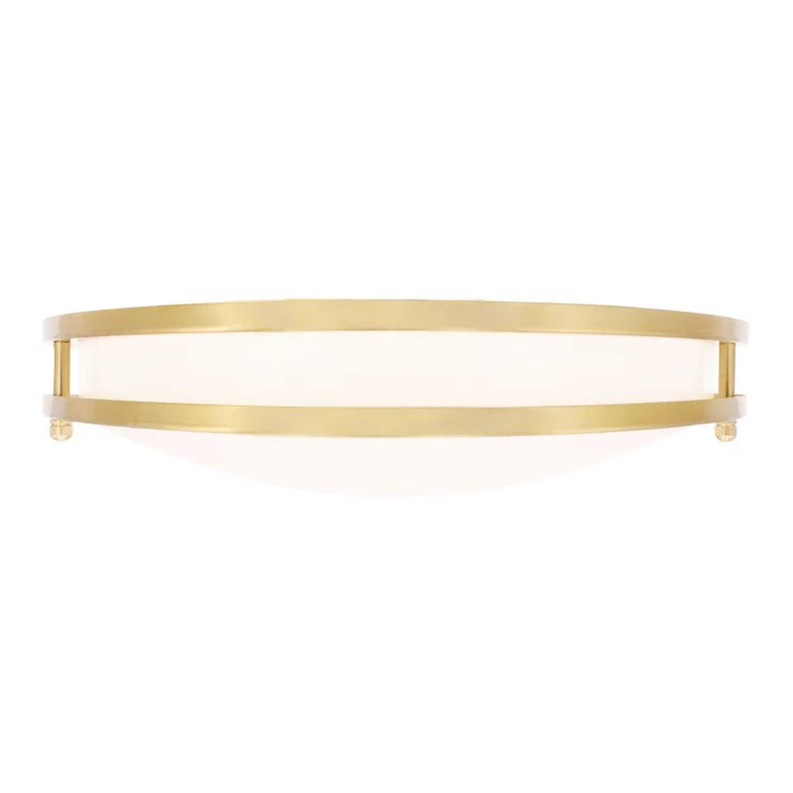 Luxrite 14 Inch LED Flush Mount Ceiling Light 5 Color Selectable Dimmable 18W 1440 Lumens ETL Listed Brushed Brass