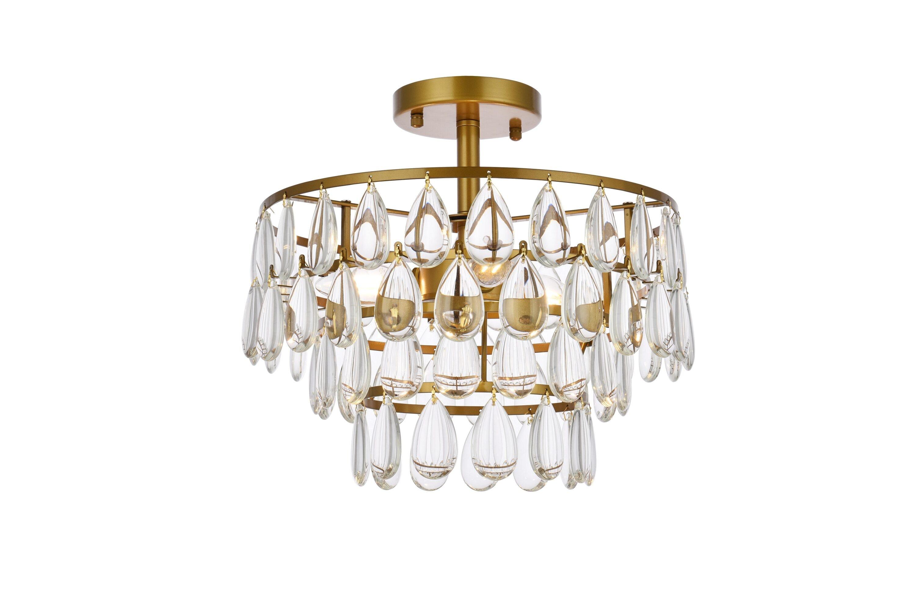 Elegant Lighting Mila 14 inch flush mount in brass