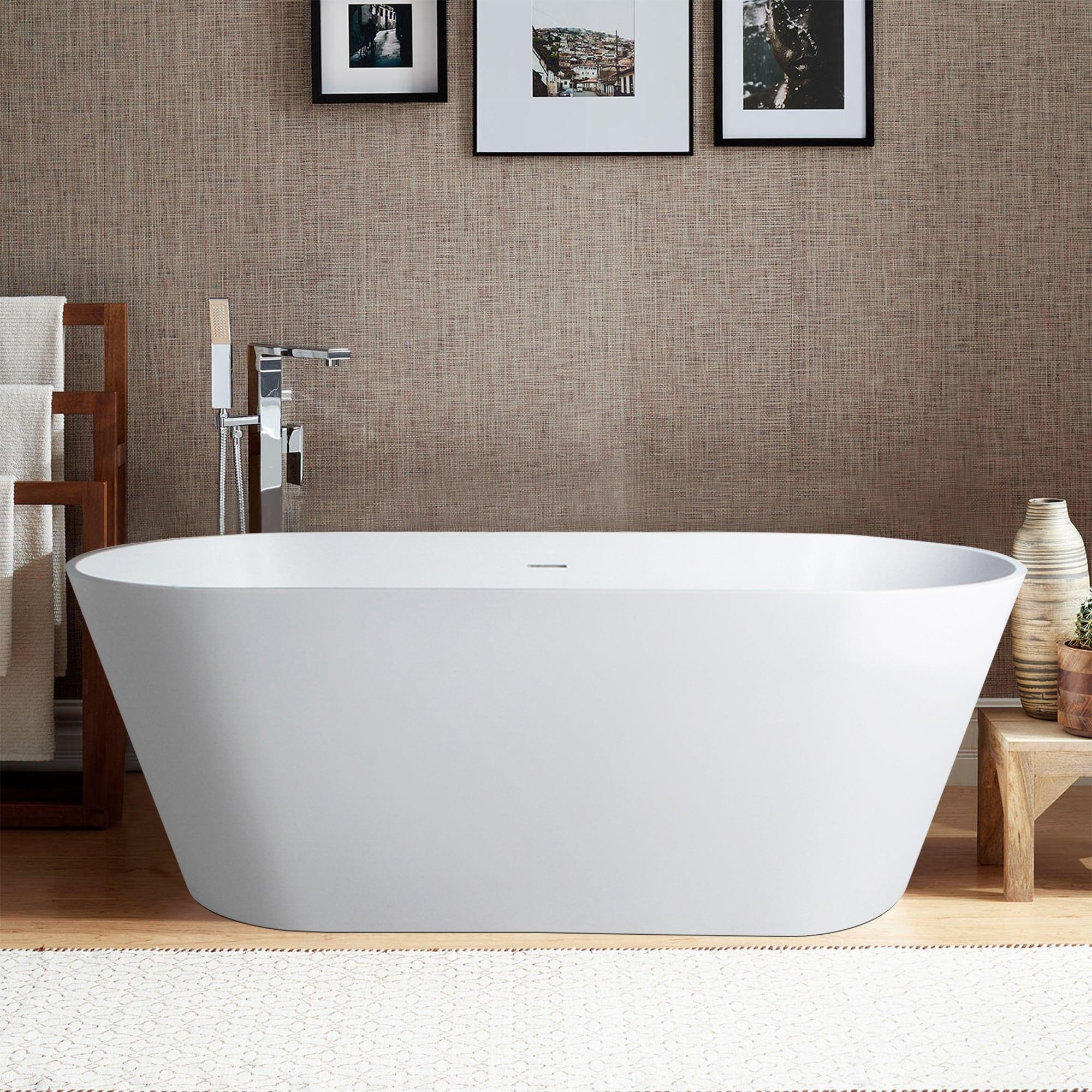 65" x 30" Freestanding Soaking Solid Surface Bathtub