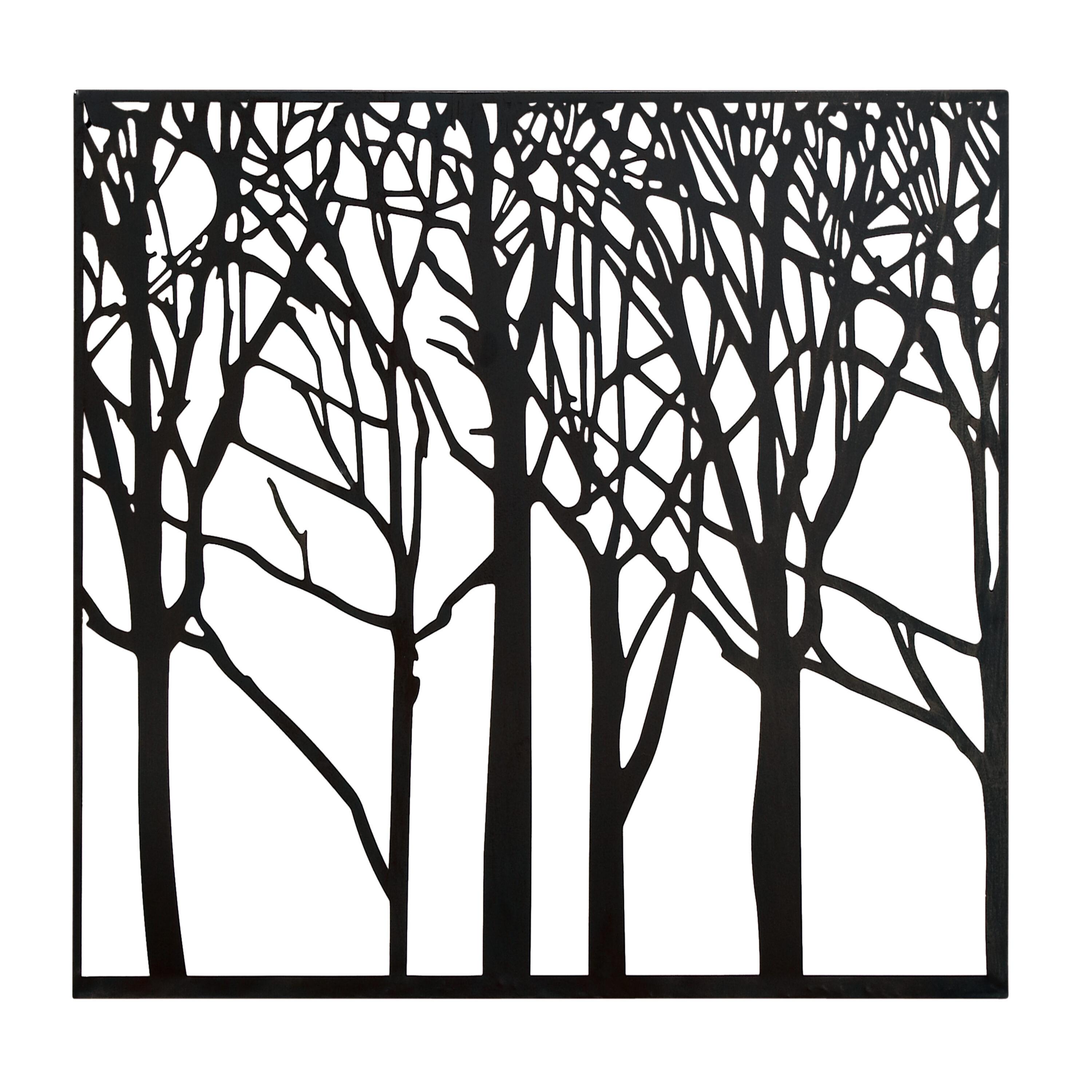DecMode Black Metal Tree Wall Decor