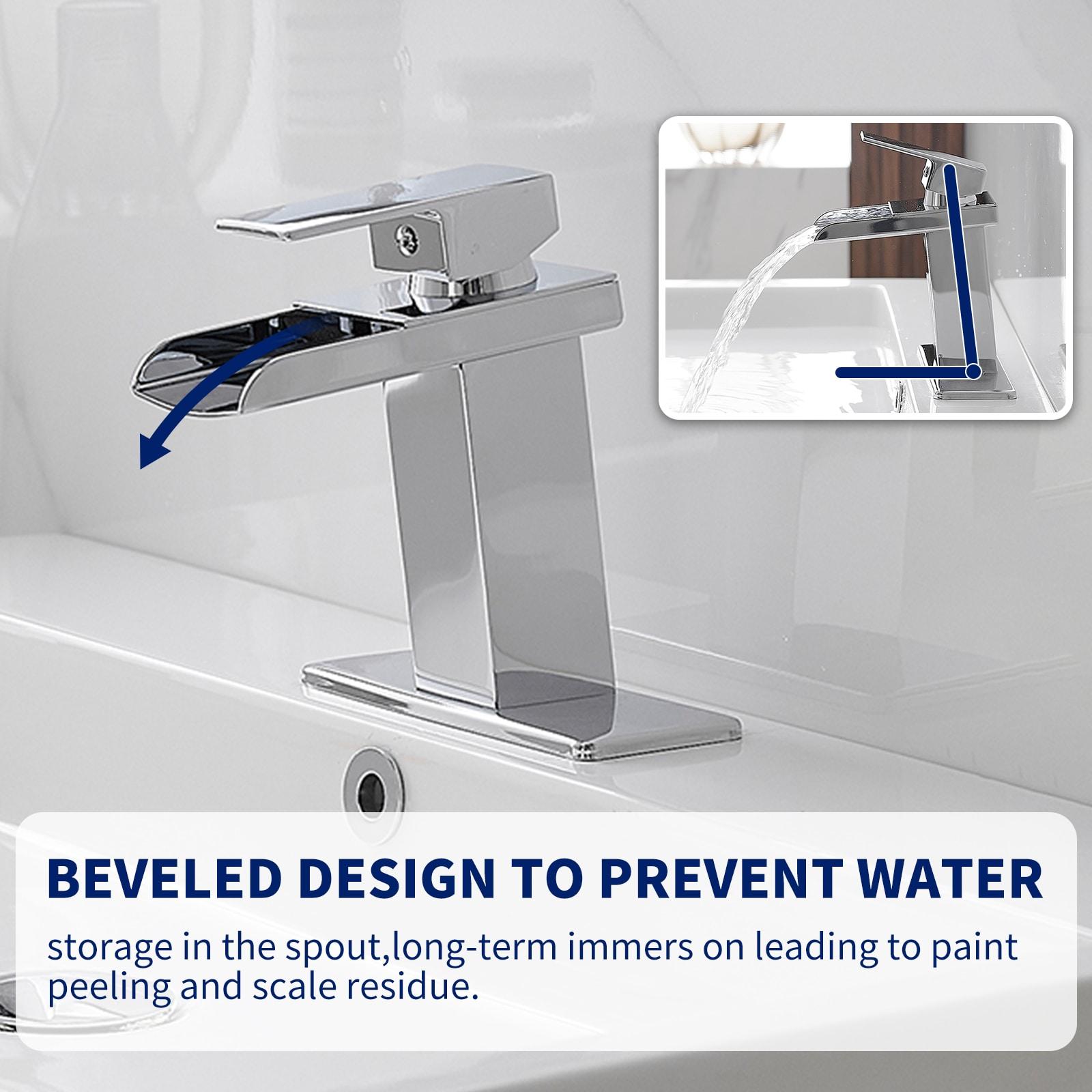 VIBRANTBATH Waterfall Single Hole Single-Handle Low-Arc Bathroom Faucet With Pop-up Drain Assembly in Gold 8009C-2