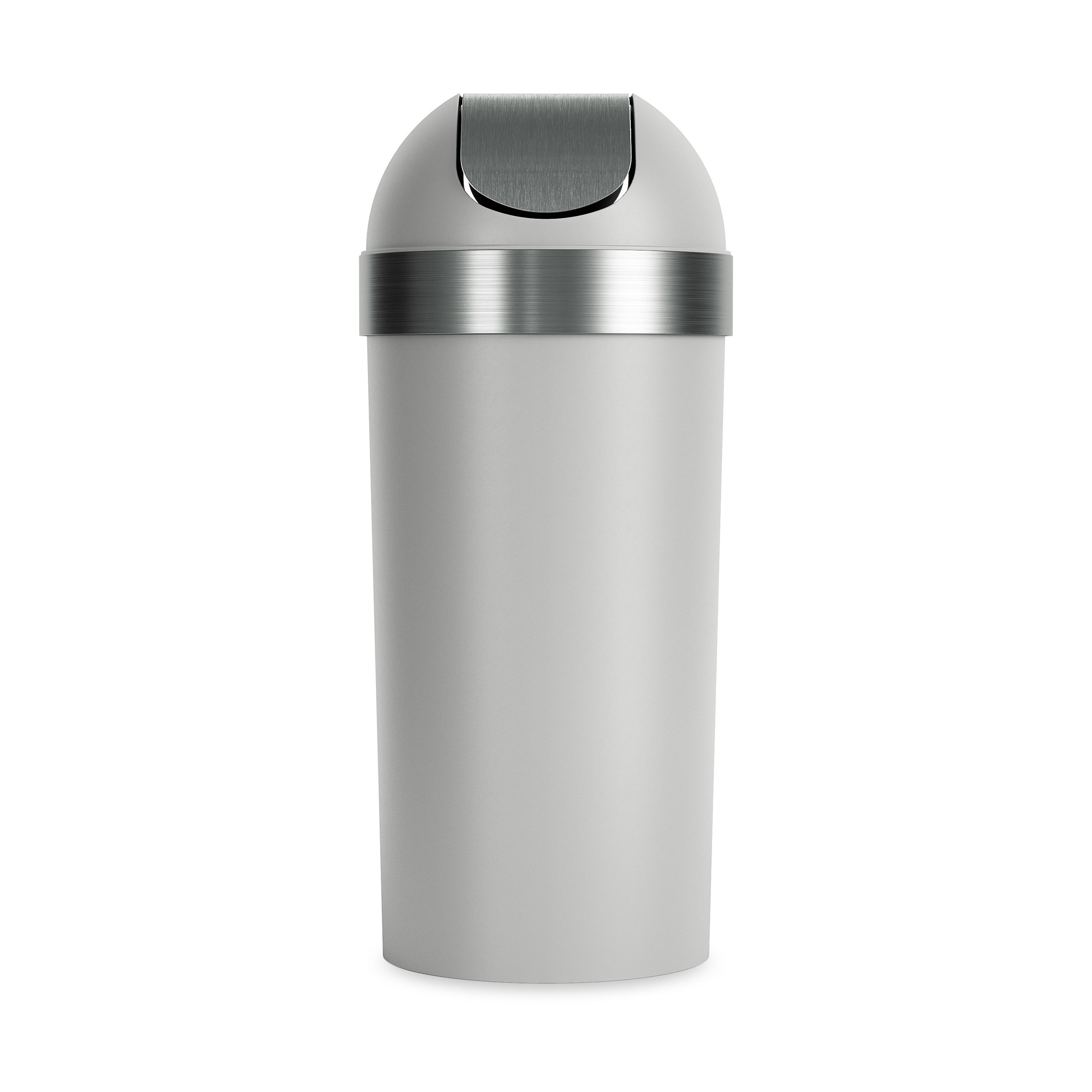 Umbra 16.5gal Venti Can Gray/Nickel: Indoor Swing-Top Trash Can, Polypropylene, 35" Height, 14.6" Width, 5.6 lbs