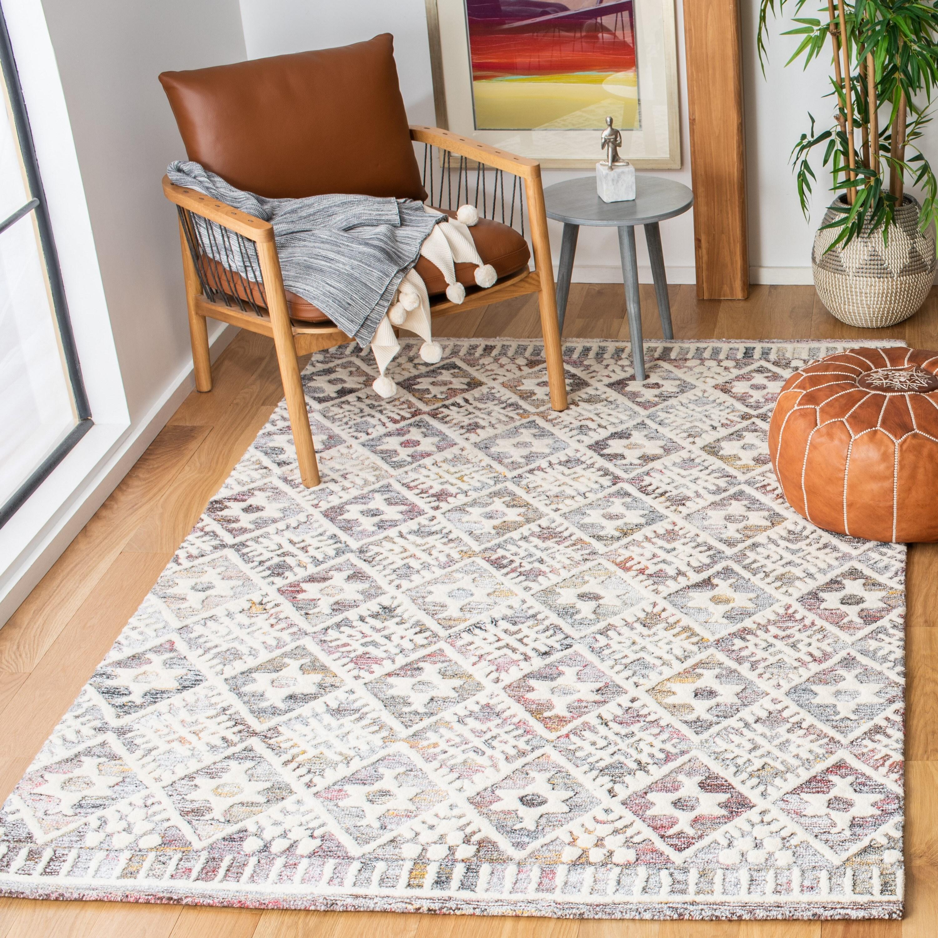 Roslyn ROS803 Hand Tufted Area Rug - Red/Ivory - 3'x5' - Safavieh.
