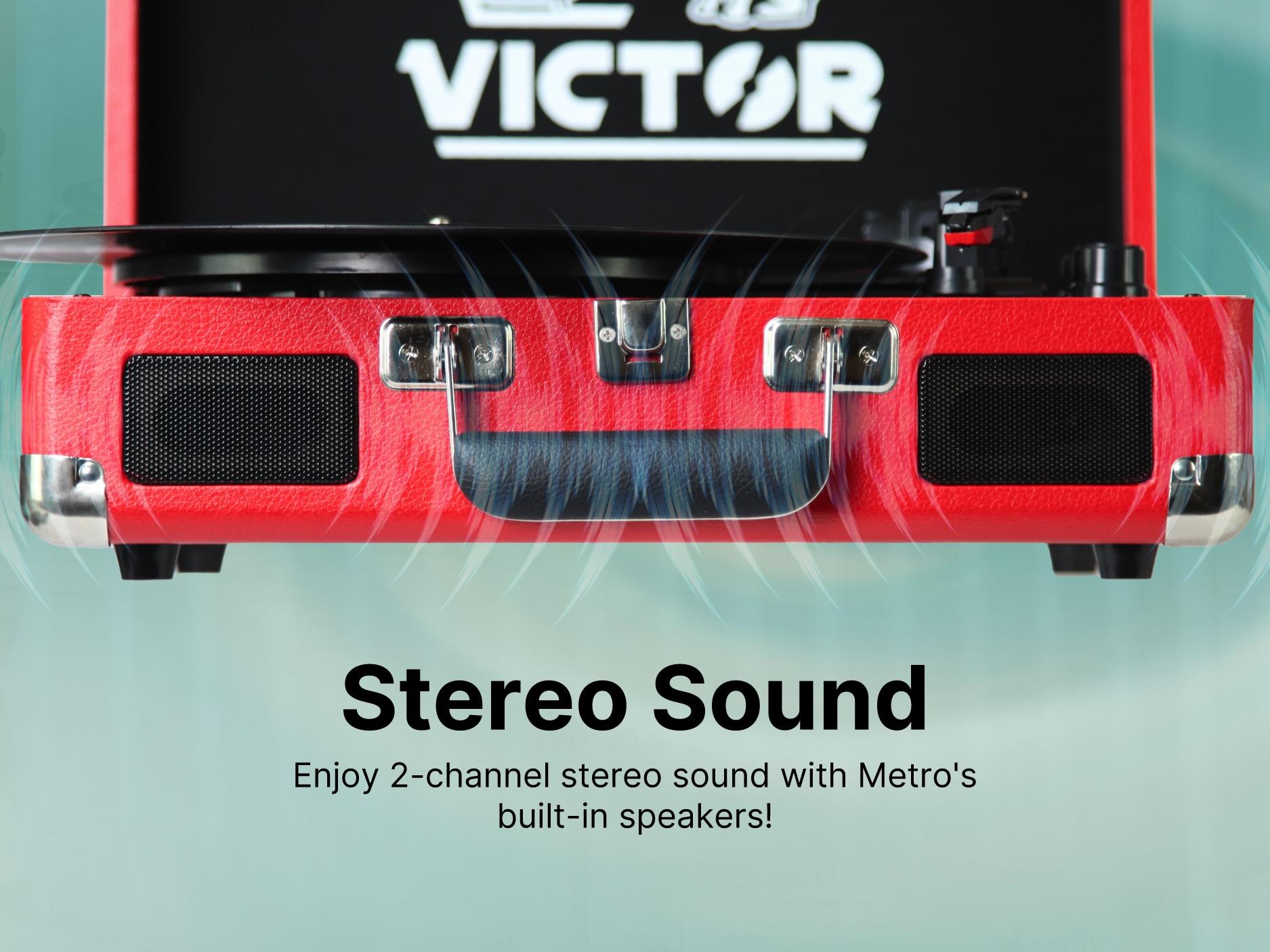 Victor Portable Suitcase Turntable - Record Player with Bluetooth & Built-in Speakers