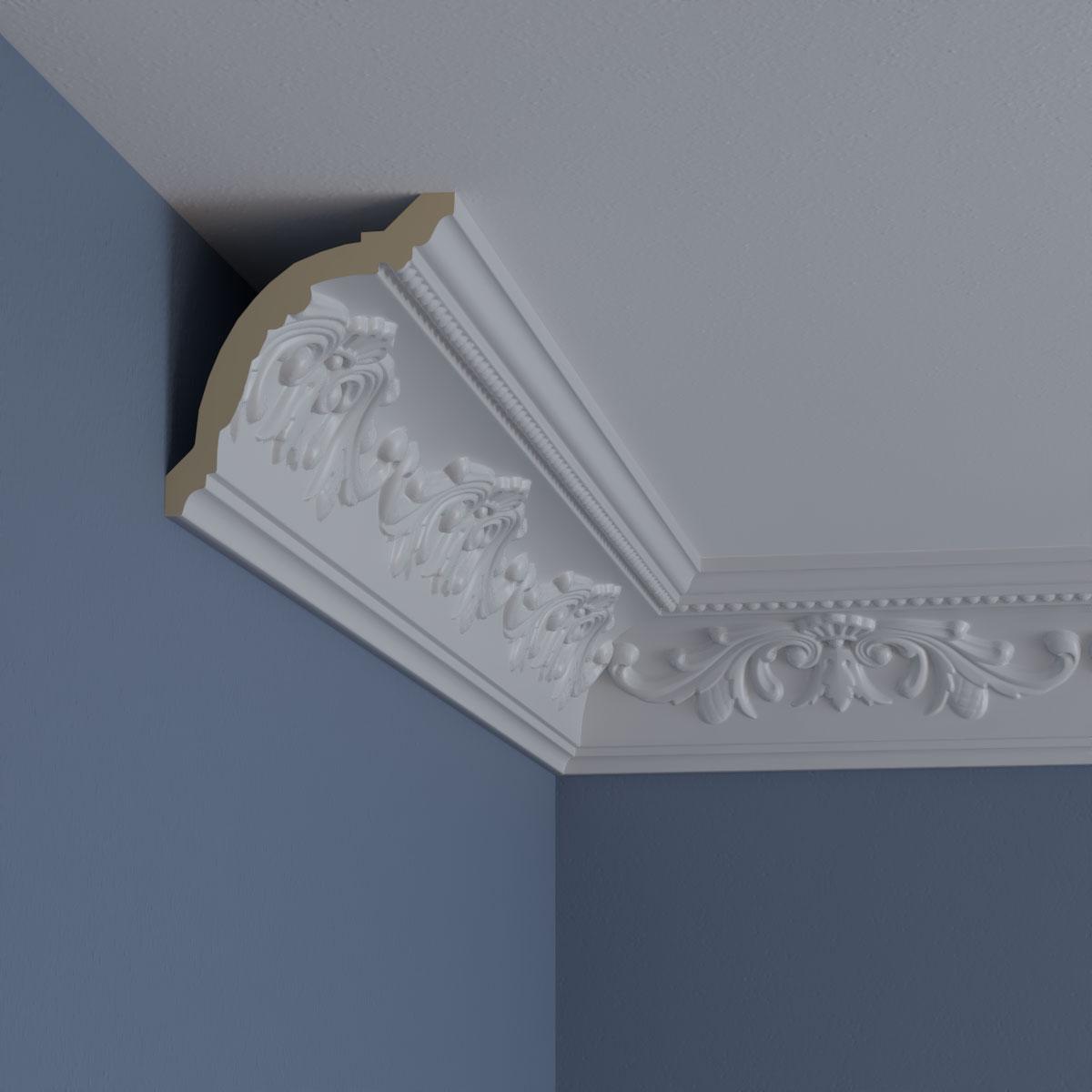 4 3/8"H x 4"P x 5 7/8"F x 94 1/2"L, (9 5/8" Repeat), Versailles Crown Moulding