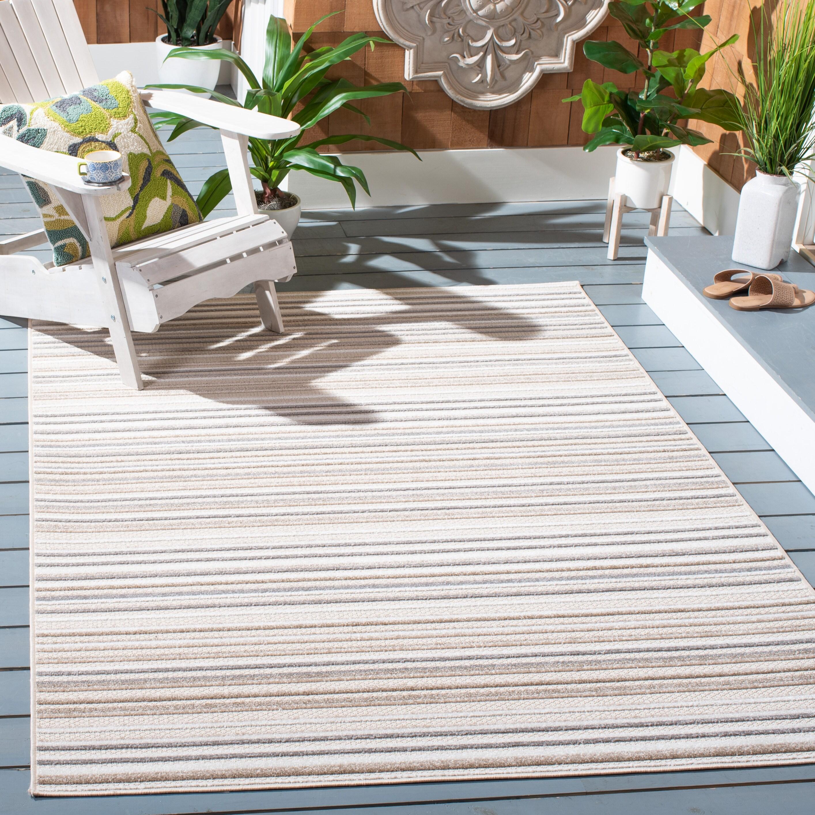 Cabana CBN323 Loomed Indoor Area Rug - Ivory/Grey - 8'x10' - Safavieh