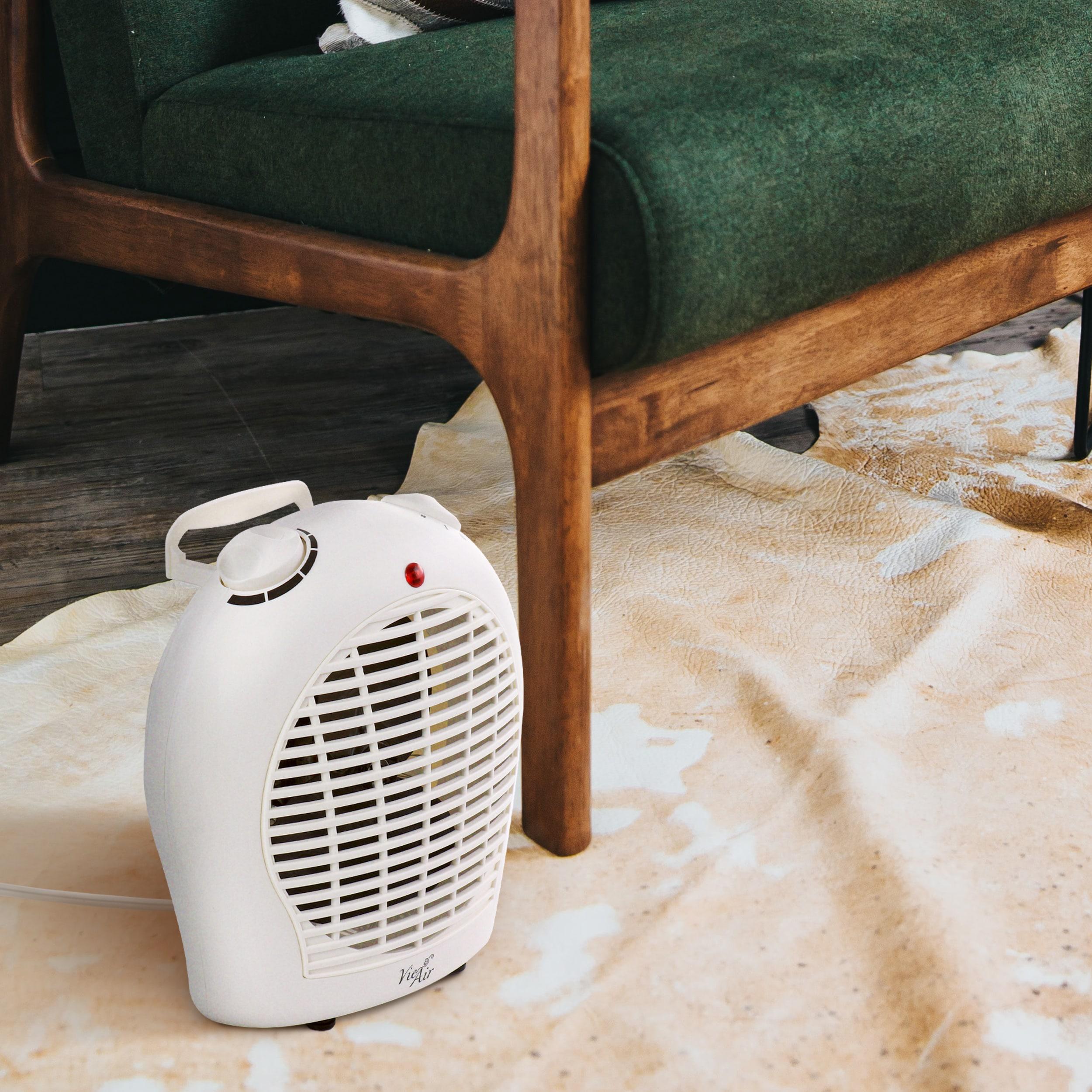 Vie Air 1500W Portable 2-Settings White Fan Heater with Adjustable Thermostat