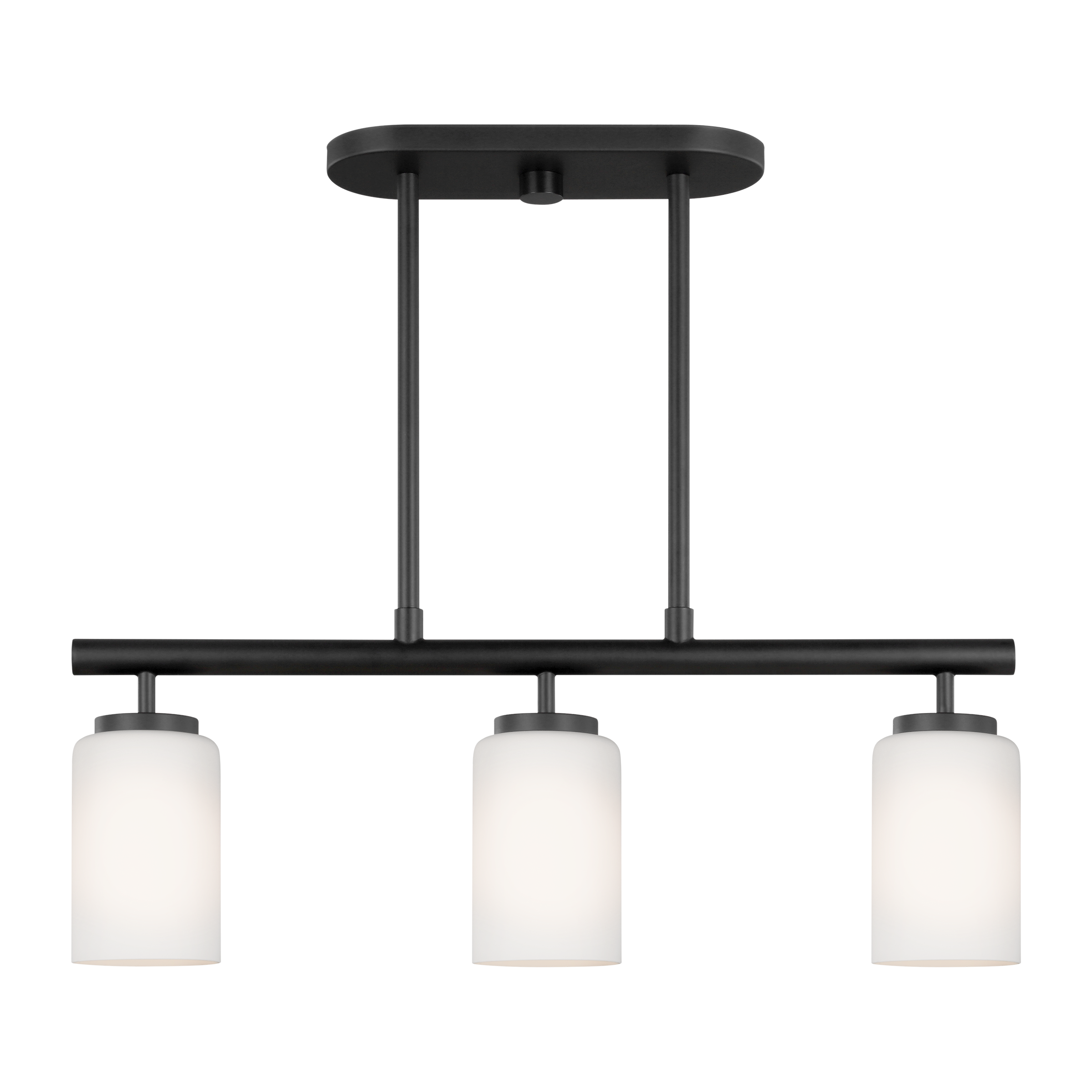 Midnight Black Glass Three Light Island Pendant