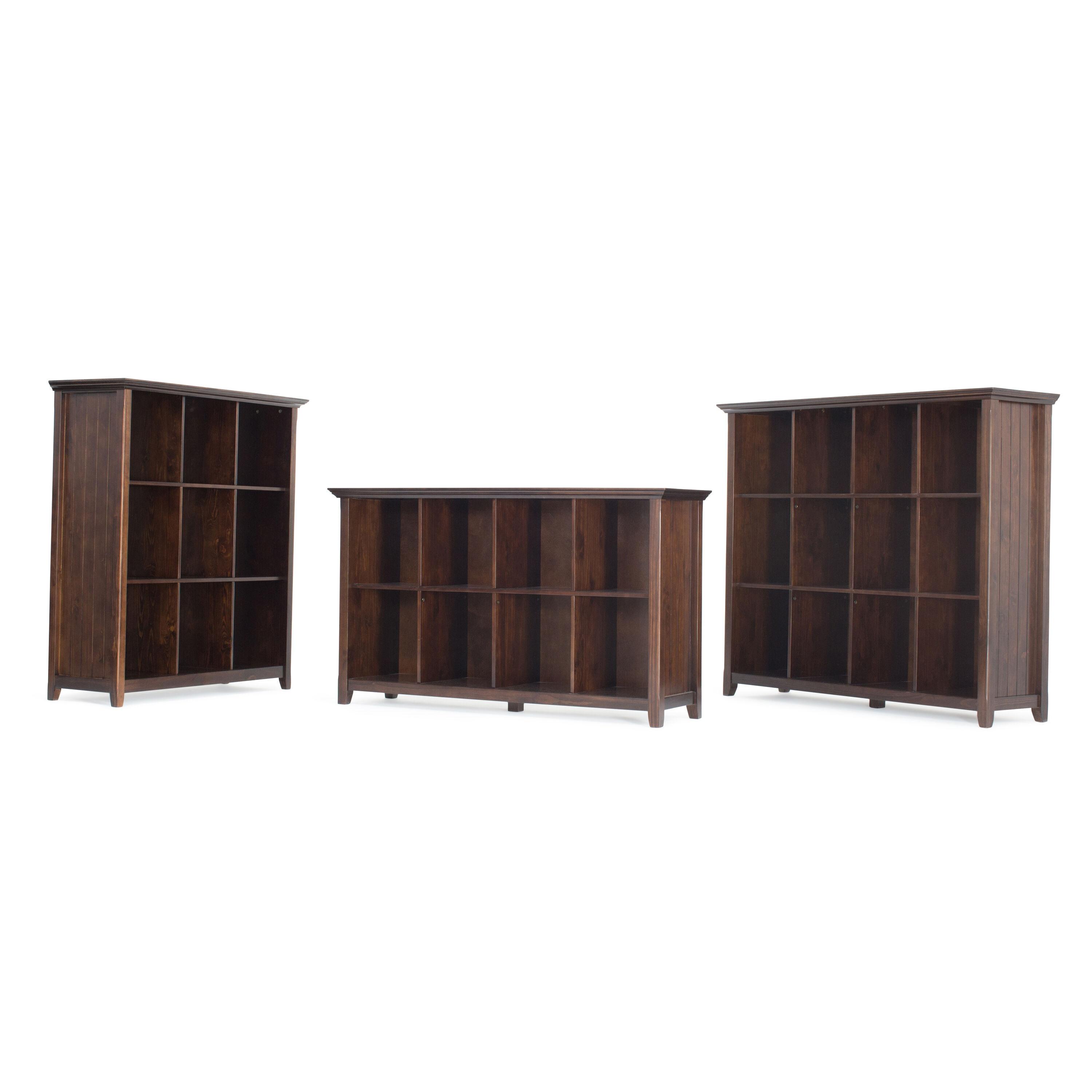 SIMPLIHOME Acadian SOLID WOOD 48 inch x 44 inch Rustic 9 Cube Bookcase and Storage Unit in Brunette Brown with 9 Shelves  for the Living Room  Study and Office