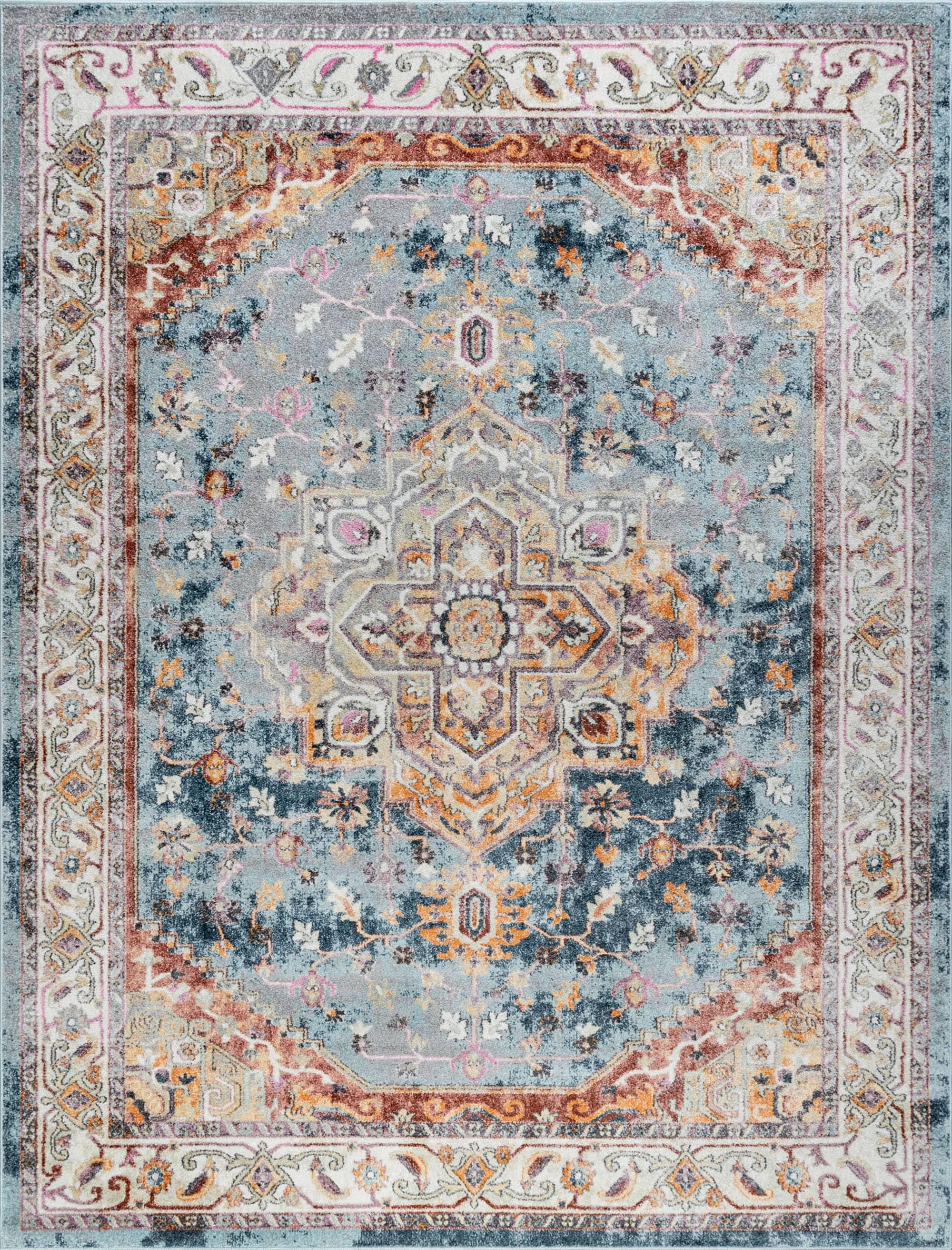 Wakefield Denim Rectangular 5' x 7' Synthetic Area Rug