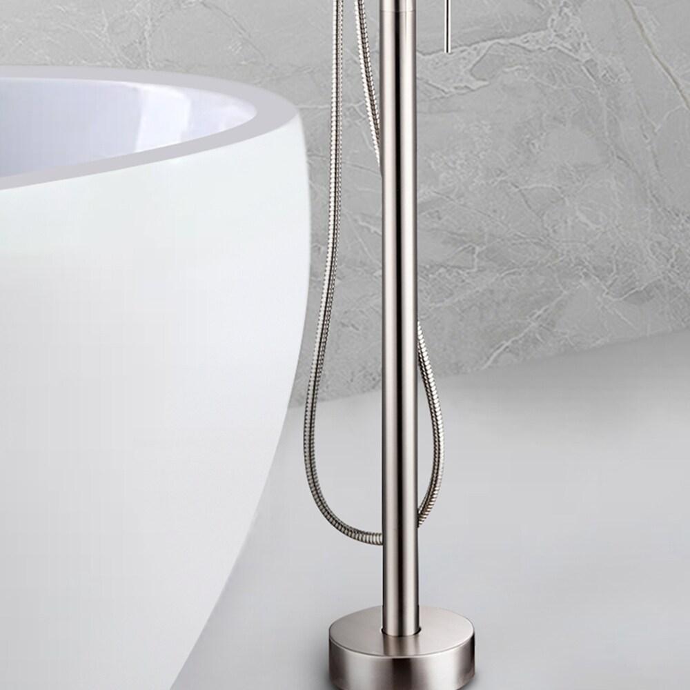 Double Handle Floor Mounted Freestanding Tub Filler With Handshower