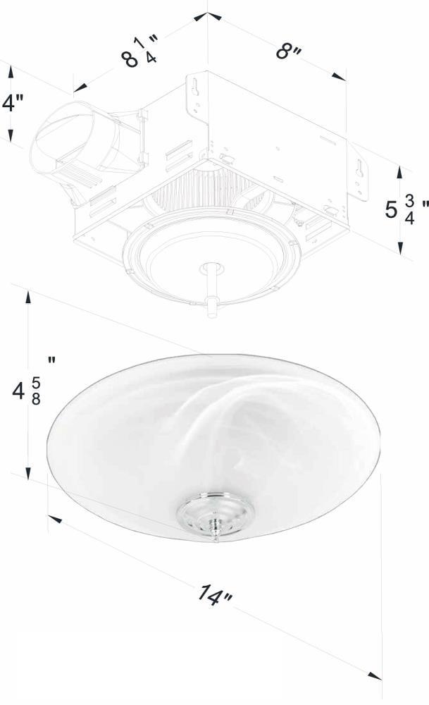 Delta Breez Decorative Bathroom Fan 100 CFM 120V Frosted Glass Ventilation Fan 30Db - White