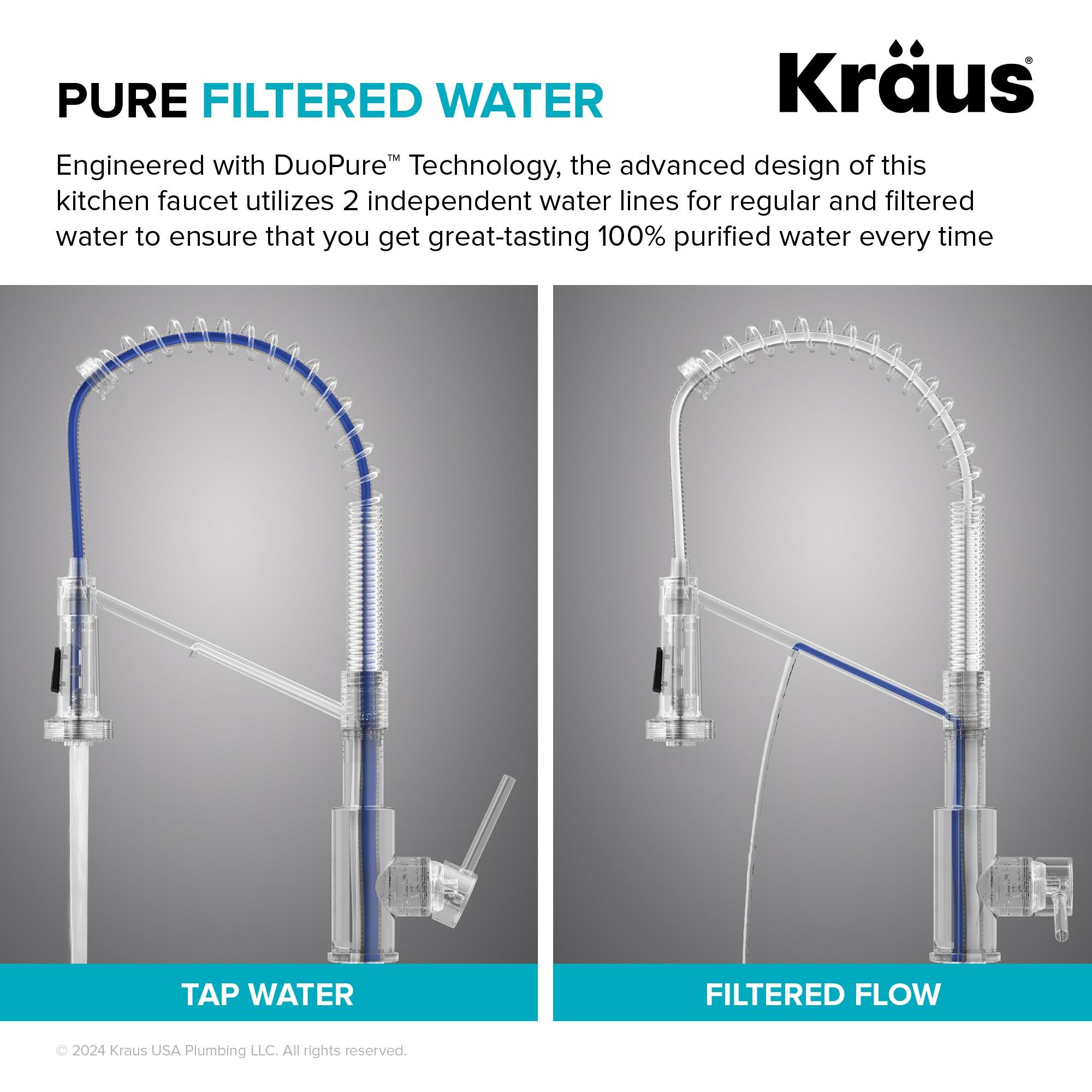 KRAUS Bolden 2-in-1 Commercial Style Pull-Down Single Handle Water Filter Kitchen Faucet for Reverse Osmosis or Water Filtration System in Spot Free Stainless Steel