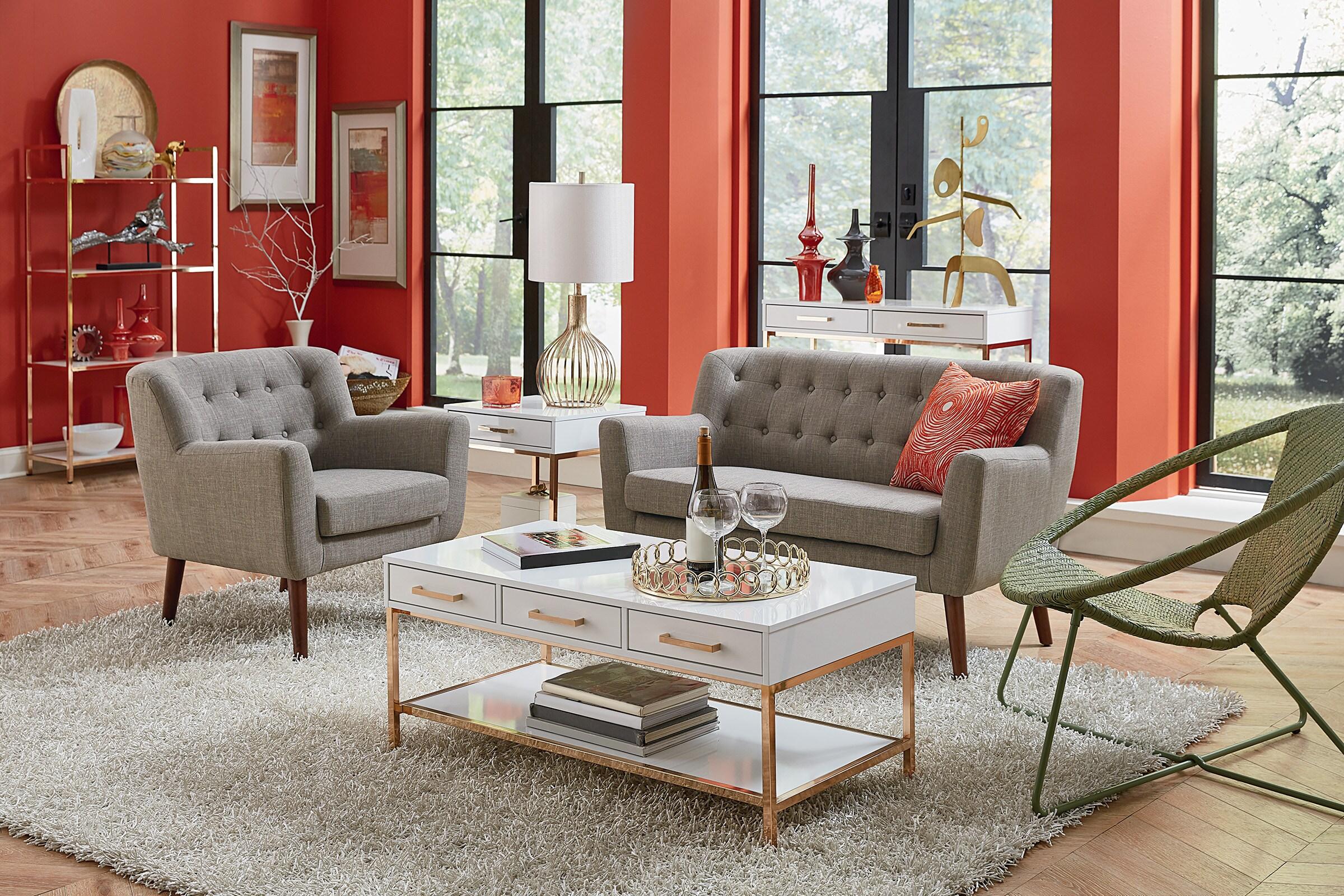 Mill Lane Loveseat with Coffee Legs Gray - OSP Home Furnishings