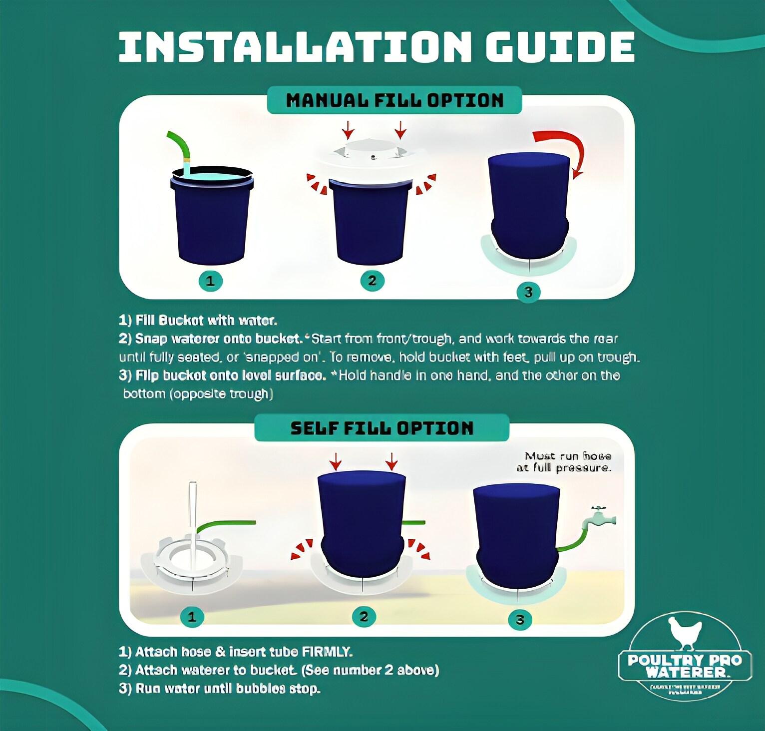 The Original Poultry Pro Waterer | DIY Chicken Waterer for Chicken Coop | Hands Free Poultry Waterer Suitable for Pigeons, Ducks, Chickens & Other Smaller Birds - Fits All 5 Gallon Buckets