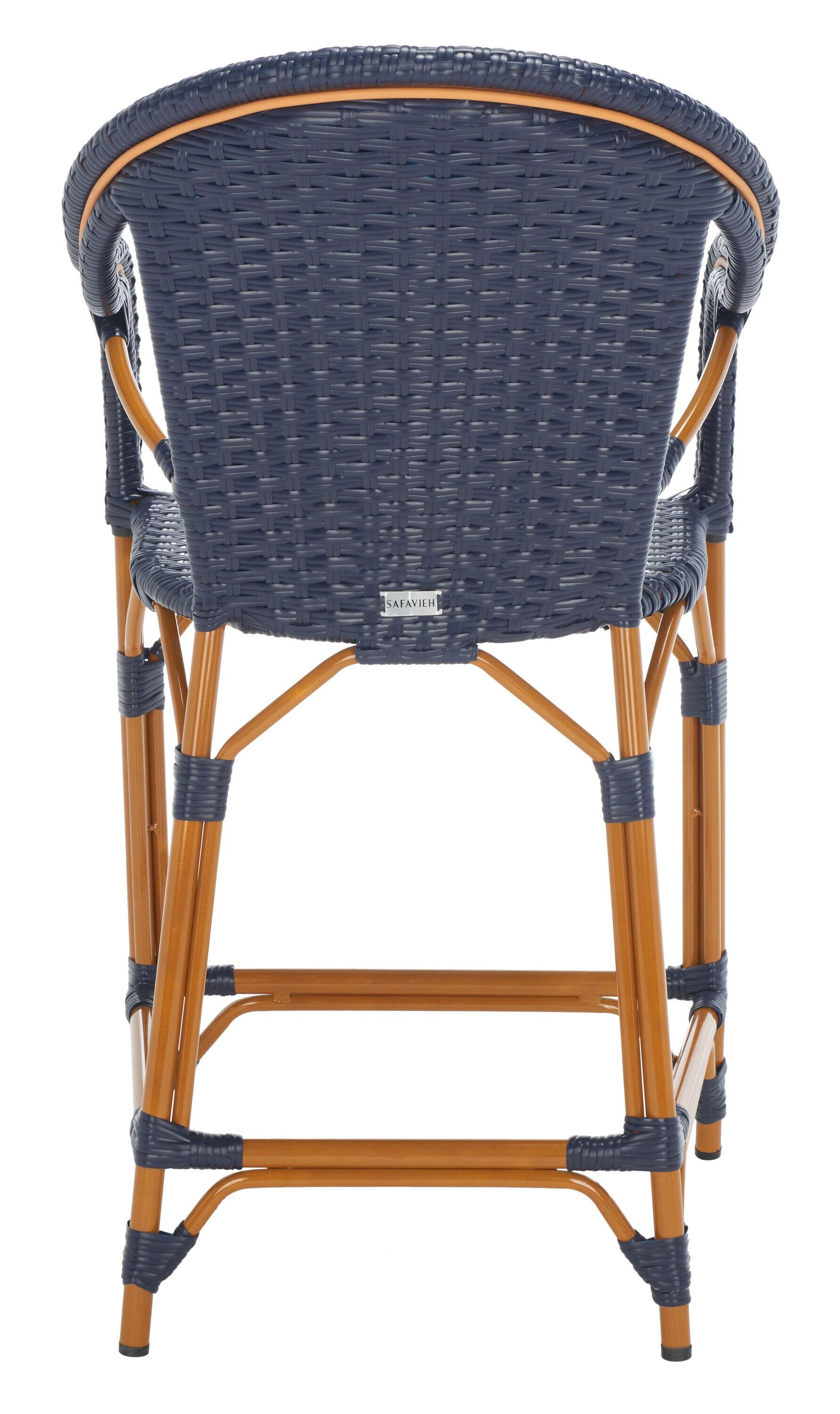 California Counter Stool With Arms - Indoor/Outdoor - PAT7533 - Navy - Safavieh