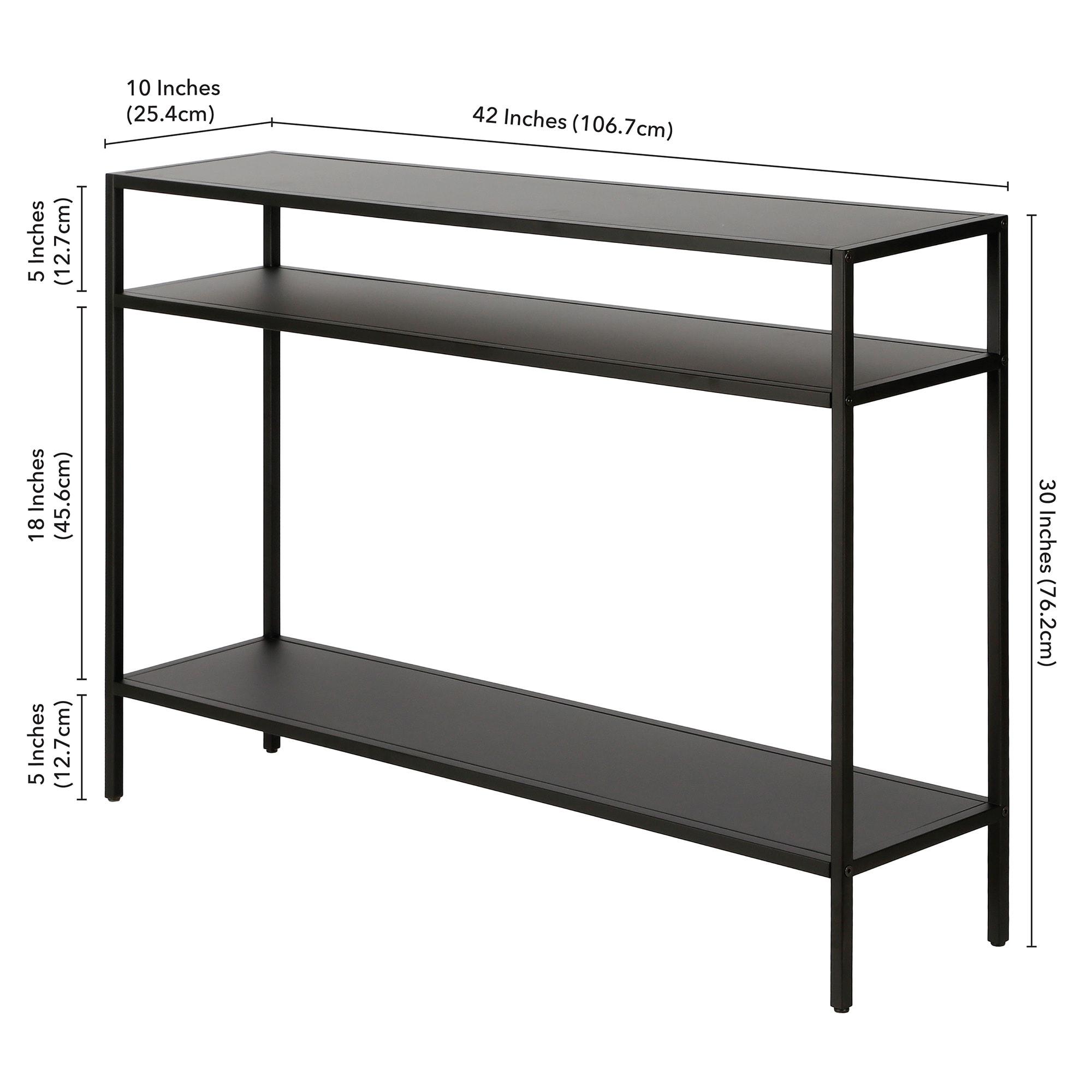 Evelyn&Zoe Ricardo 42" Wide Rectangular Console Table with Metal Shelves, Blackened Bronze