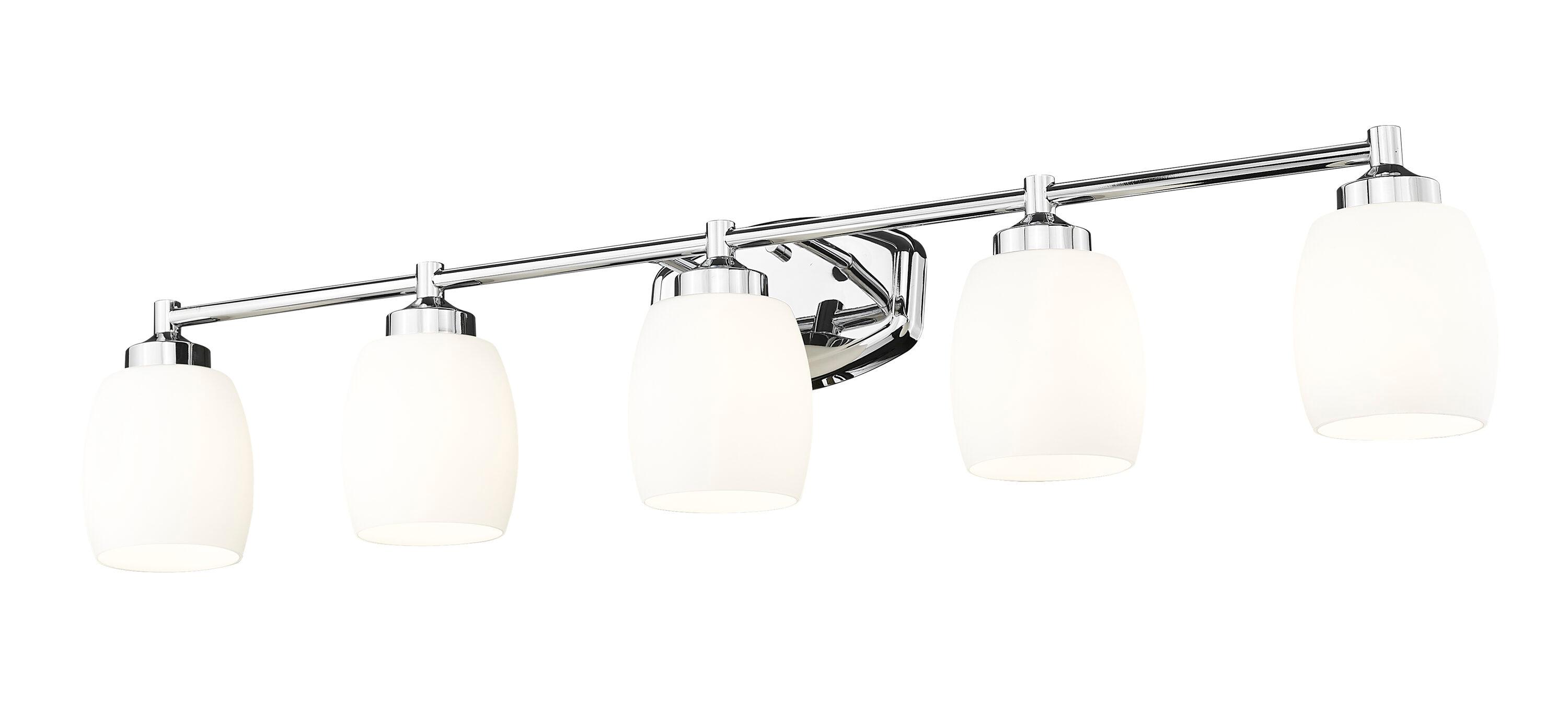 Kendrick 39.25" Chrome Vanity Light with Matte Opal Glass Shades