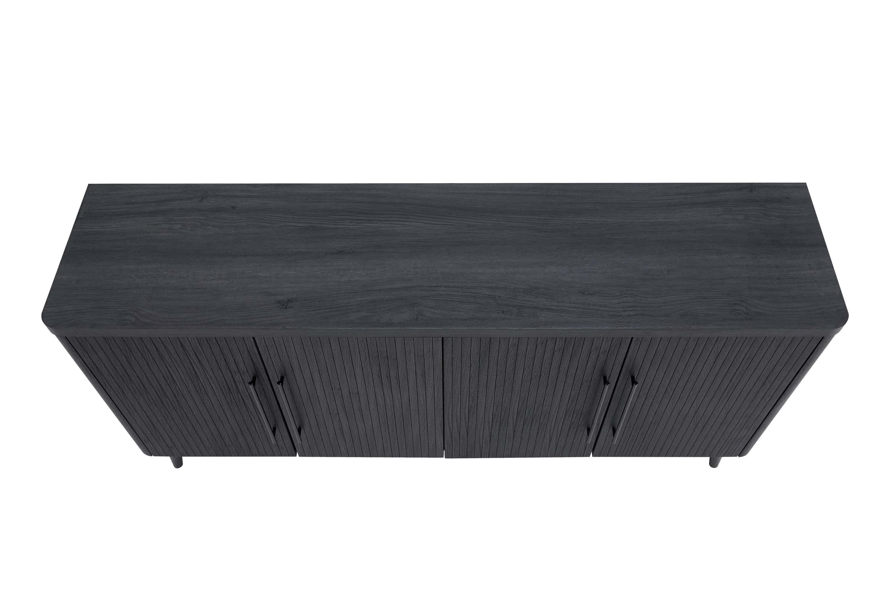 Manhattan Comfort Jodie 65" Mid-Century Modern Sideboard with 8 Adjustable Shelves in Charcoal Gray