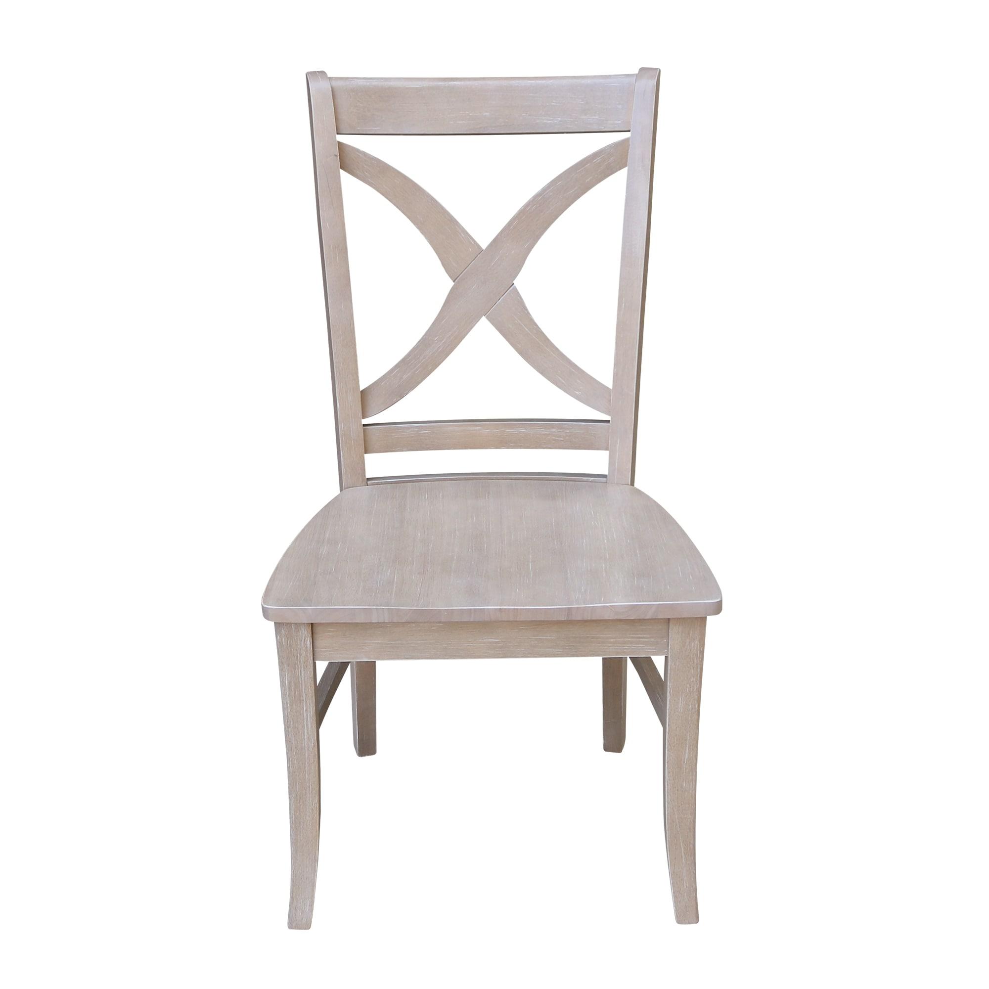 Solid Wood Cross Back Side Chair in Taupe (Set of 2)