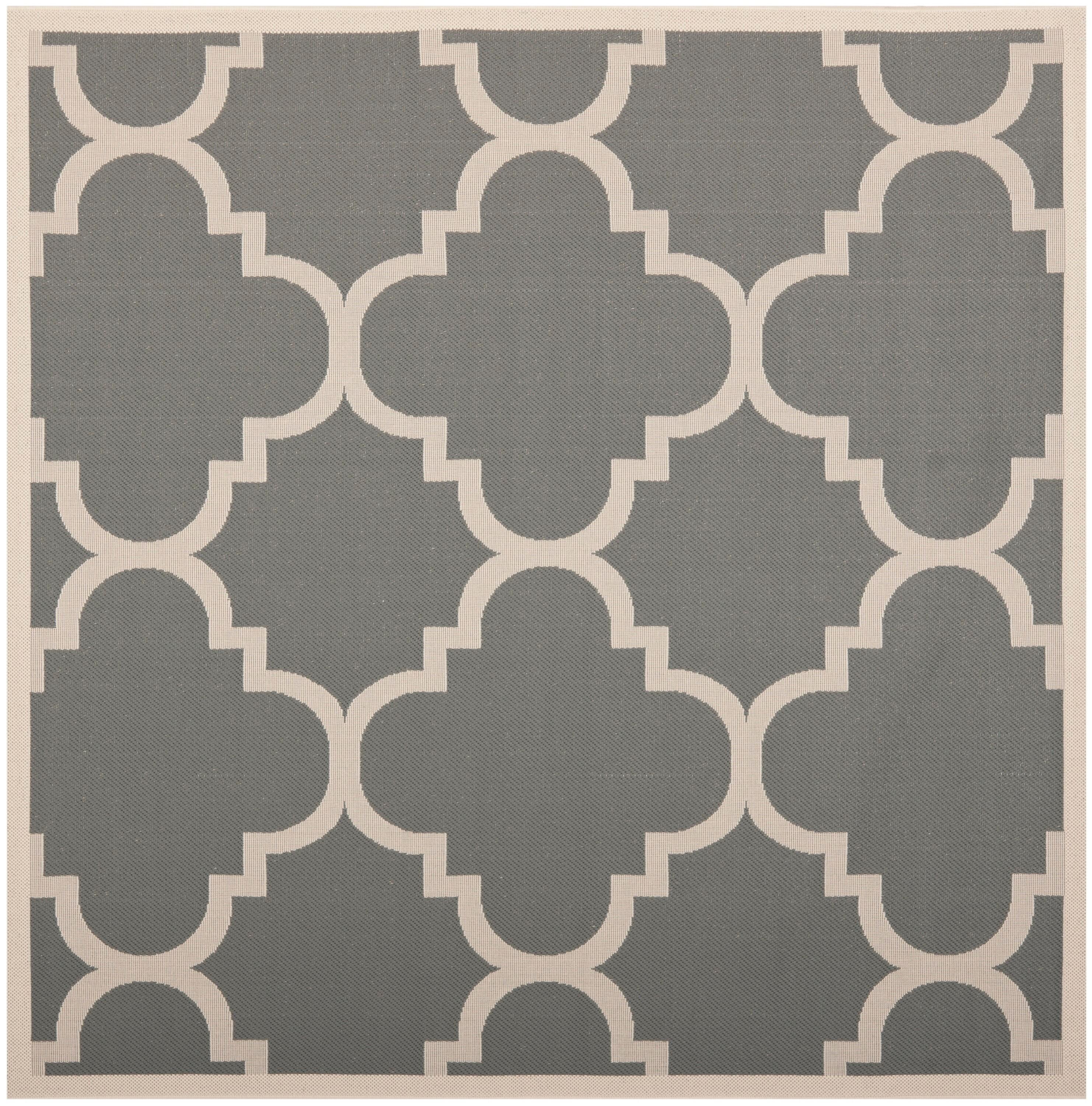 Courtyard CY6243 Power Loomed Indoor and Outdoor Area Rug - Grey/Beige - 4'x4' - Safavieh