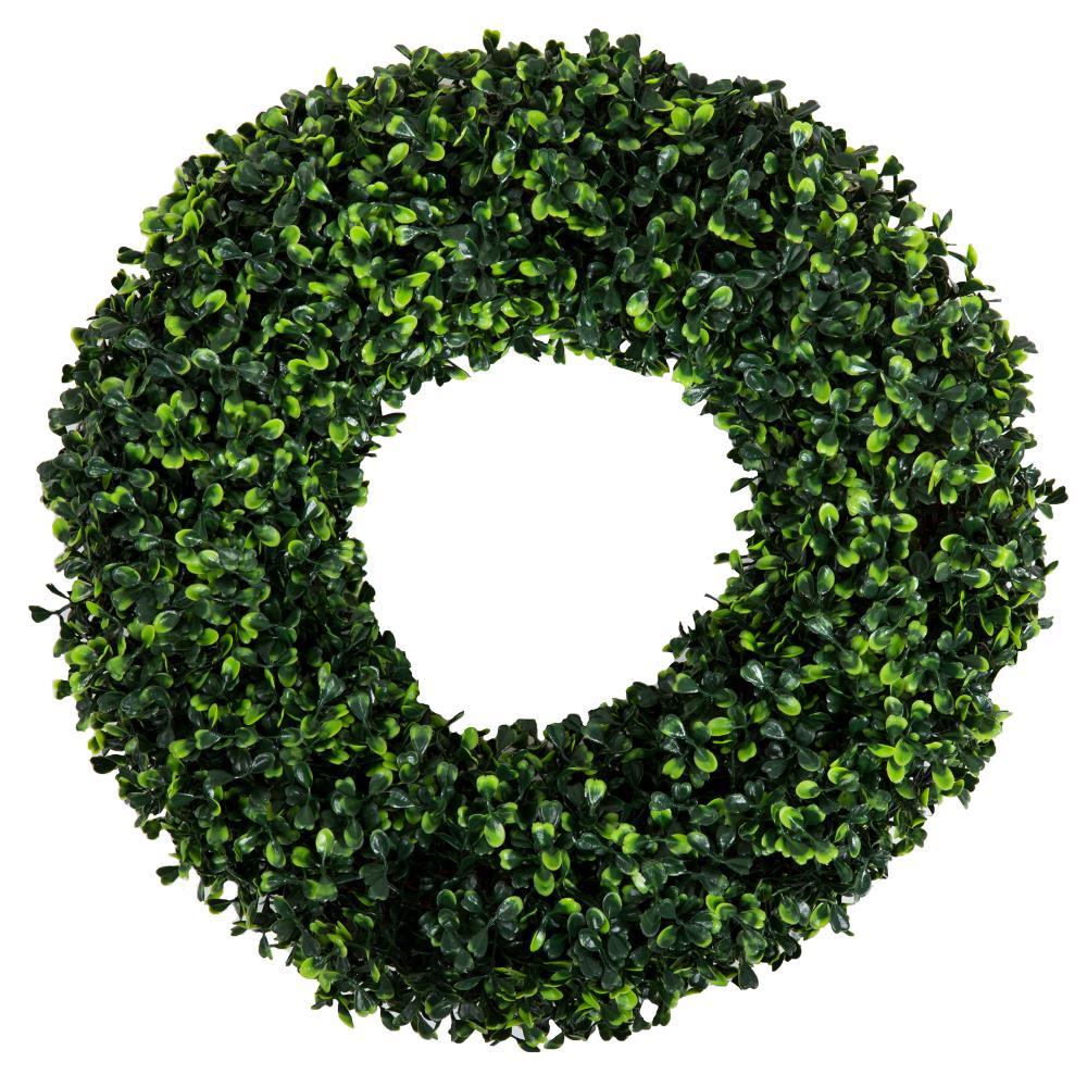 Nature Spring Boxwood Wreath - 16.5-Inch Round UV Resistant Artificial Spring, Summer, Fall, or Winter Wreath - Outdoor/Indoor Wreaths