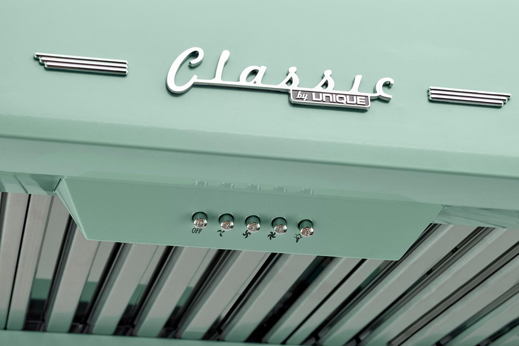 Classic Retro 24" 500 CFM Ducted Under Cabinet Range Hood with Stainless Steel Baffles and Light