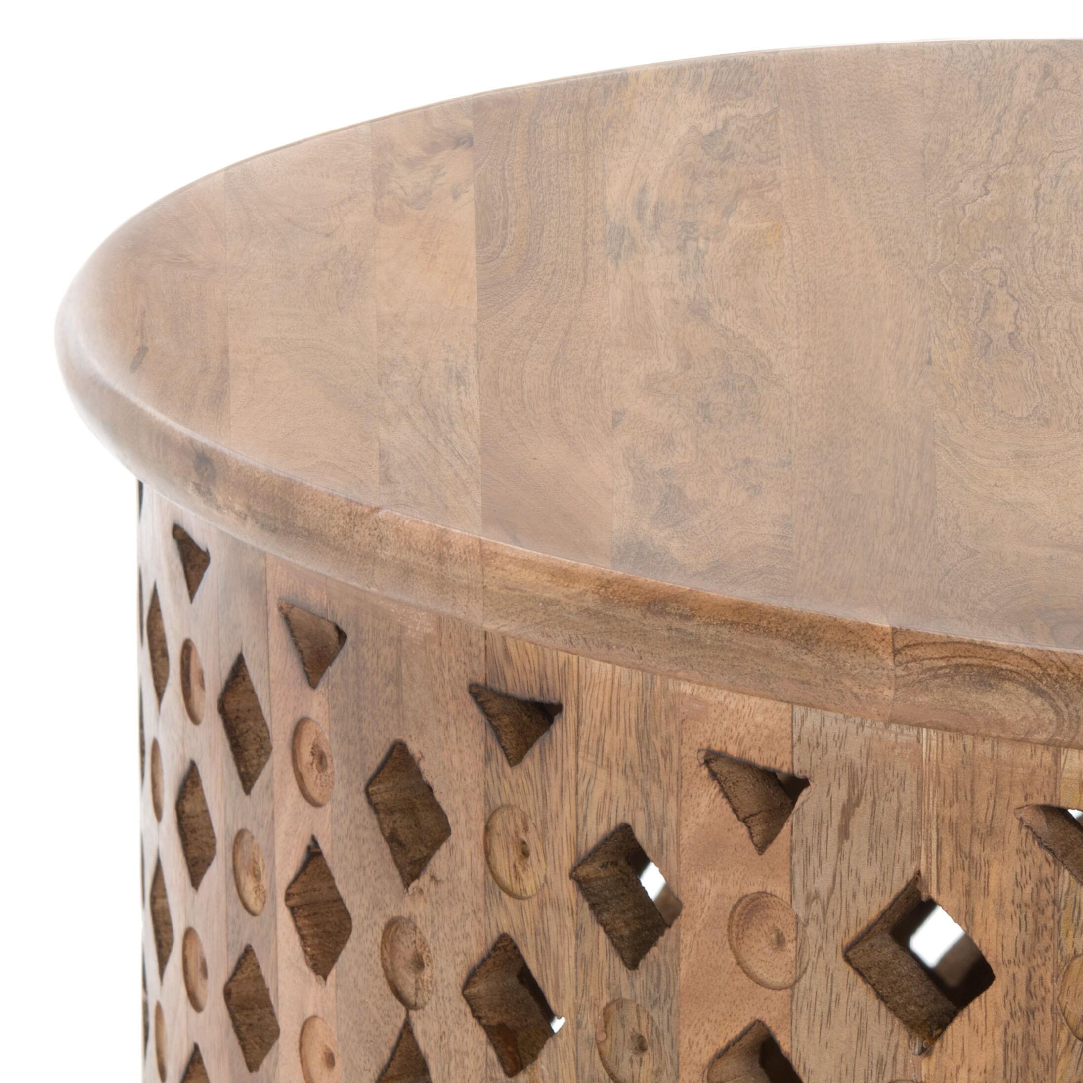 SAFAVIEH Kyrith Rustic Round Coffee Table, Burnt Natural