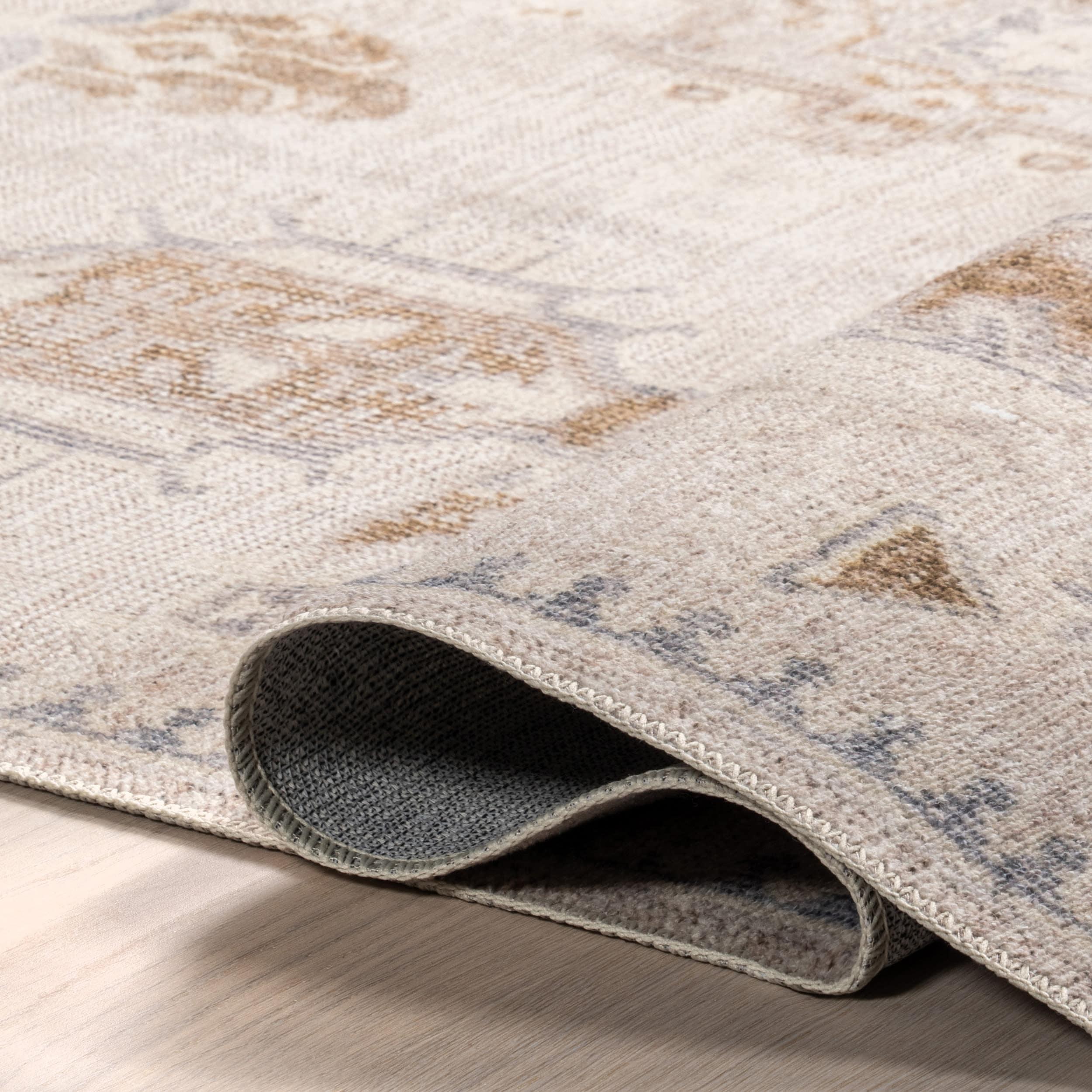 Nuloom Krystin Distressed Pet Friendly Machine Washable Area Rug, 5' x 8', Beige