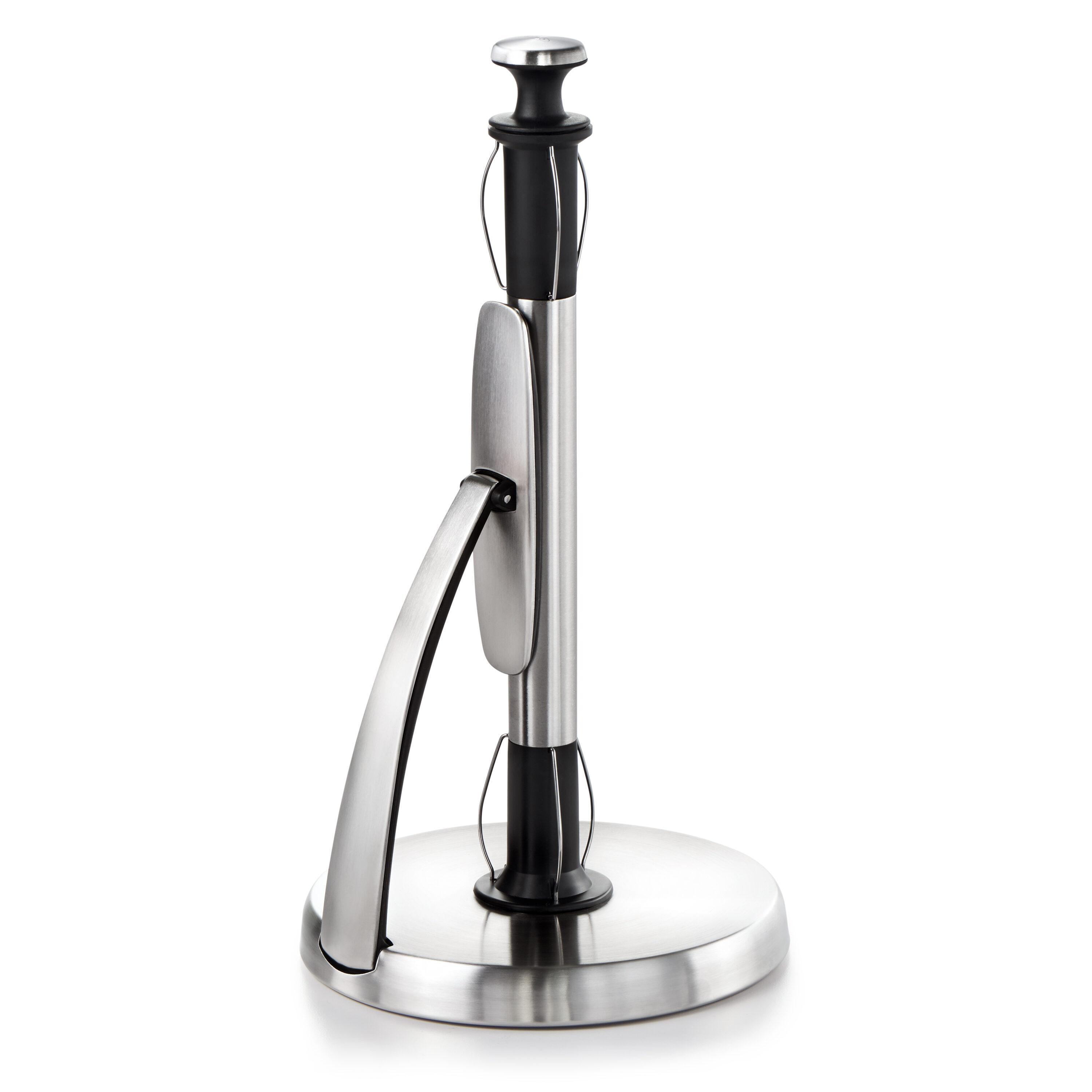 Stainless Steel and Black Freestanding Paper Towel Holder