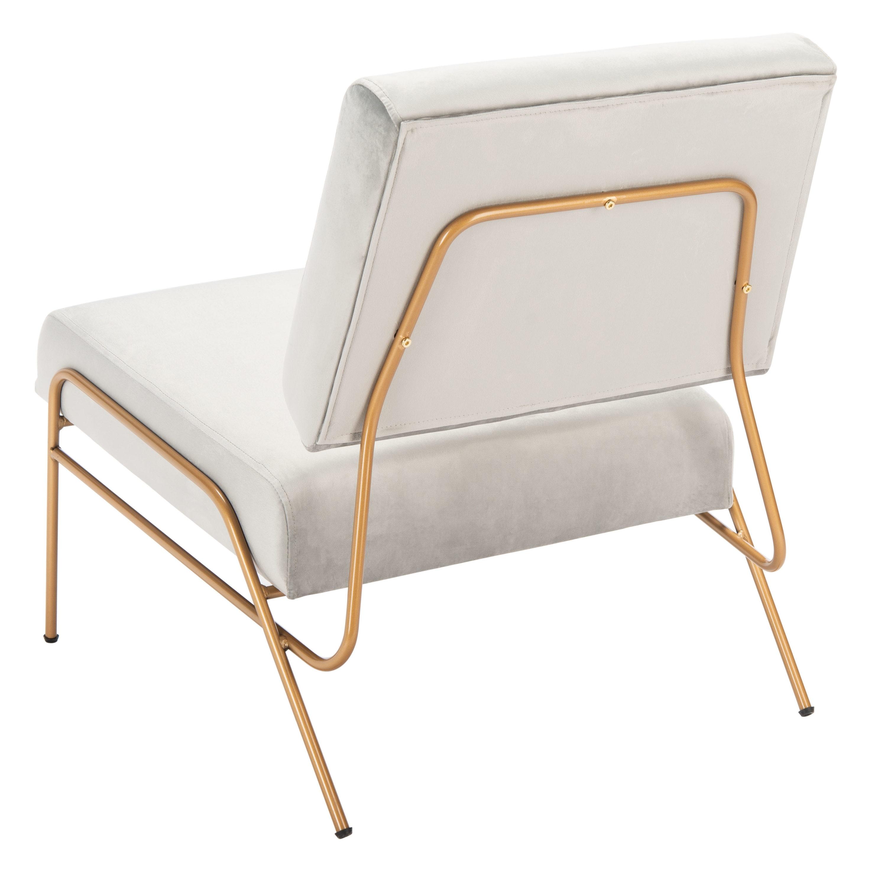 Romilly Velvet Accent Chair - ACH6203 - Grey/Gold - Safavieh