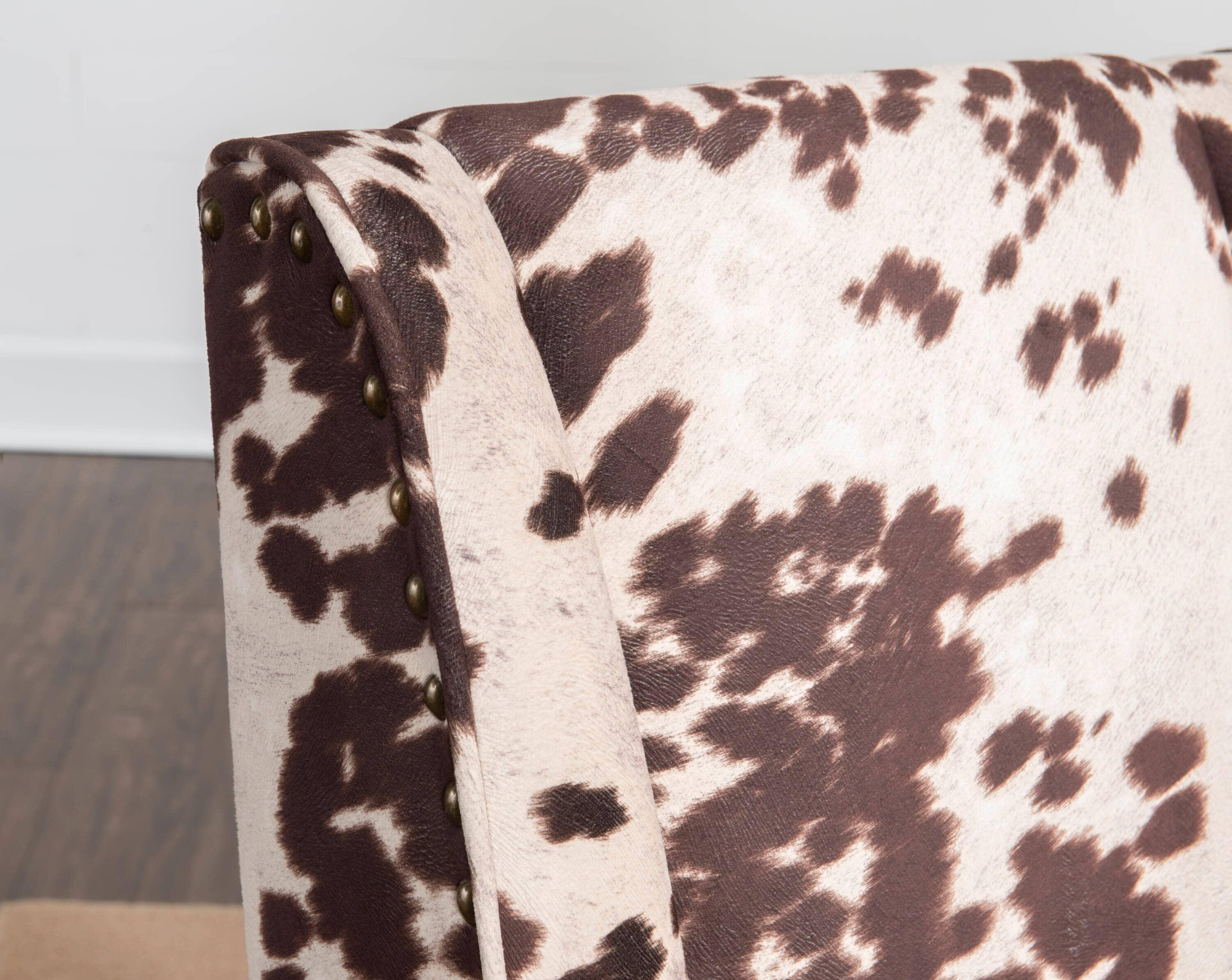 Draper Modern Office Swivel Desk Chair Metal Base Rolling Wheels Brown Cow Print - Linon
