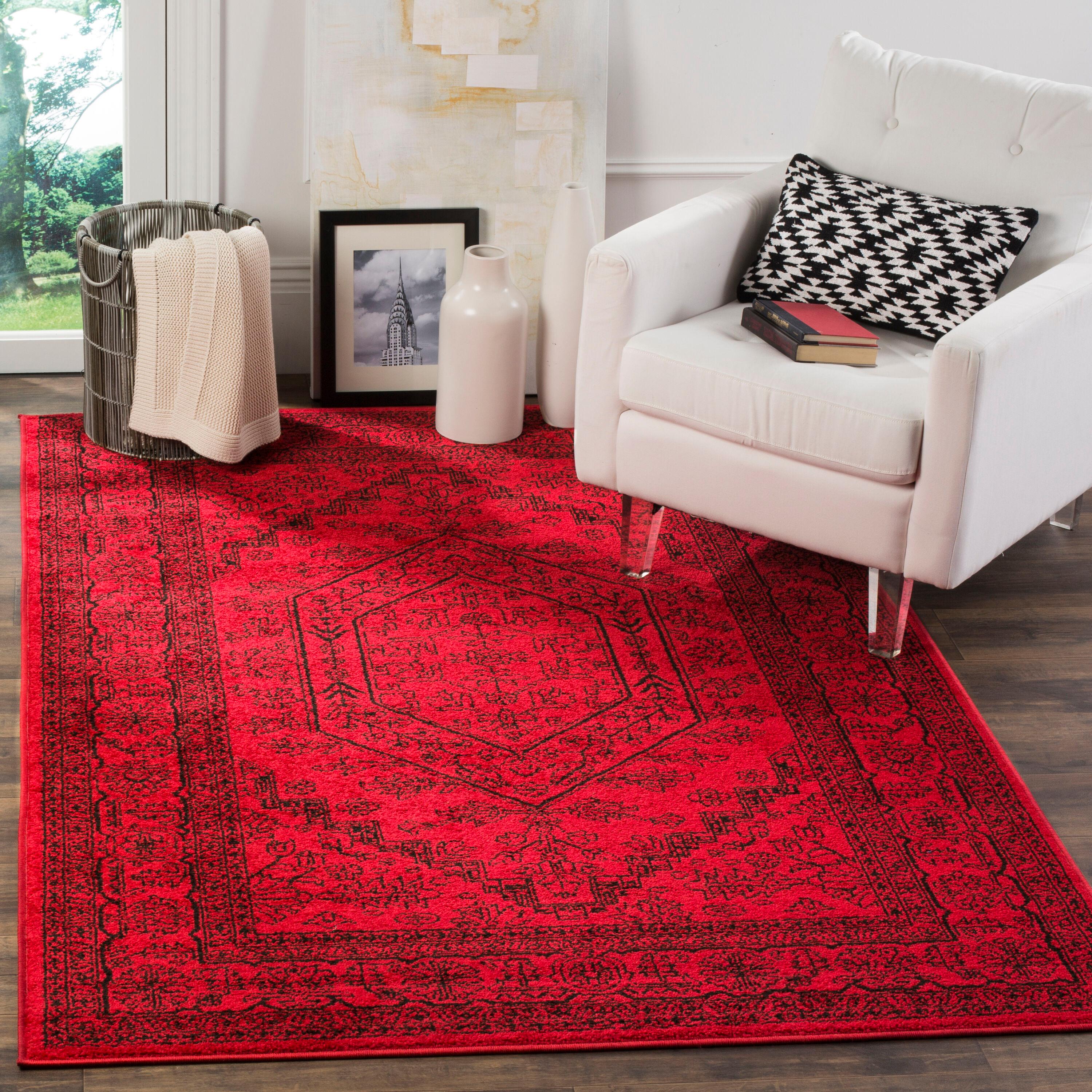 Adirondack ADR108 Power Loomed Area Rug - Red/Black - 4'x4' - Safavieh.