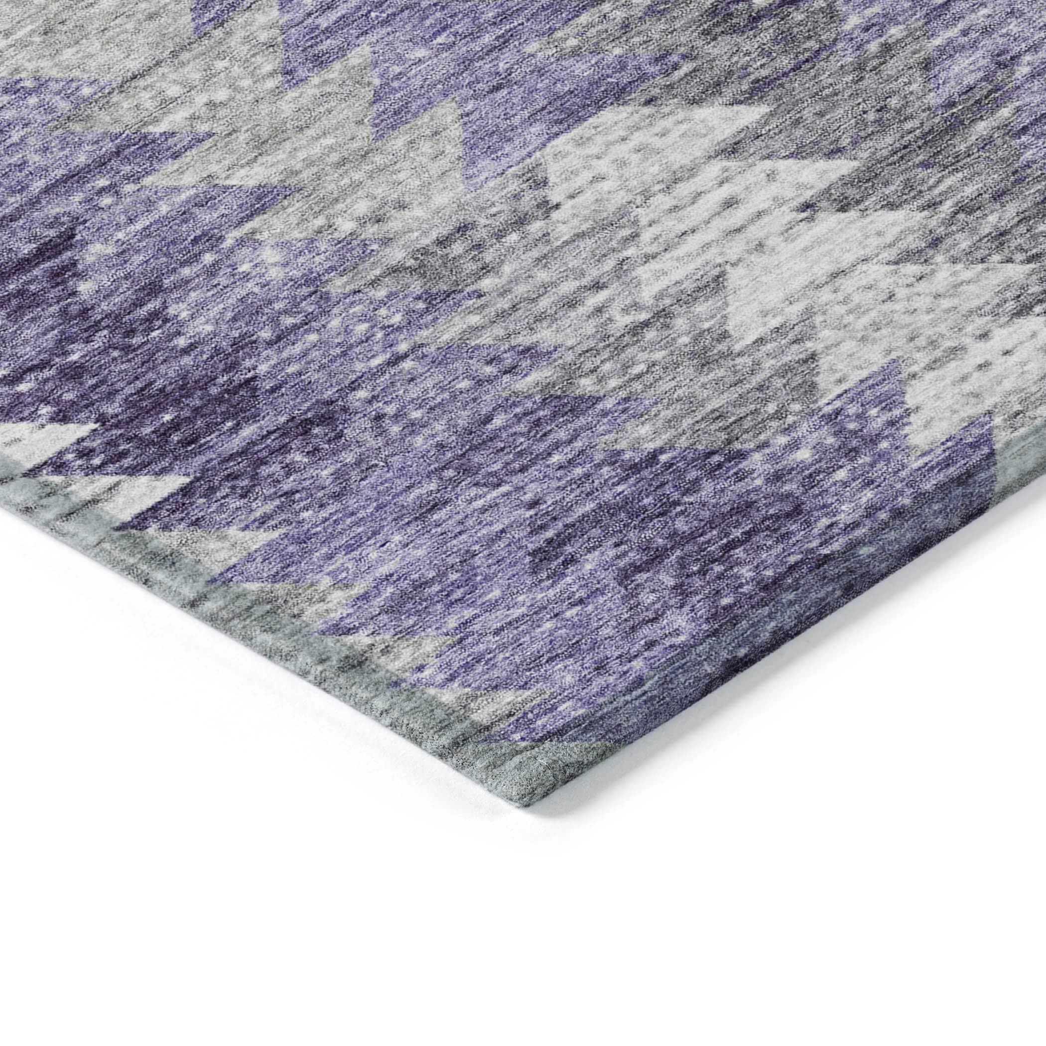 Purple and Gray Synthetic Flat Woven Washable Rug