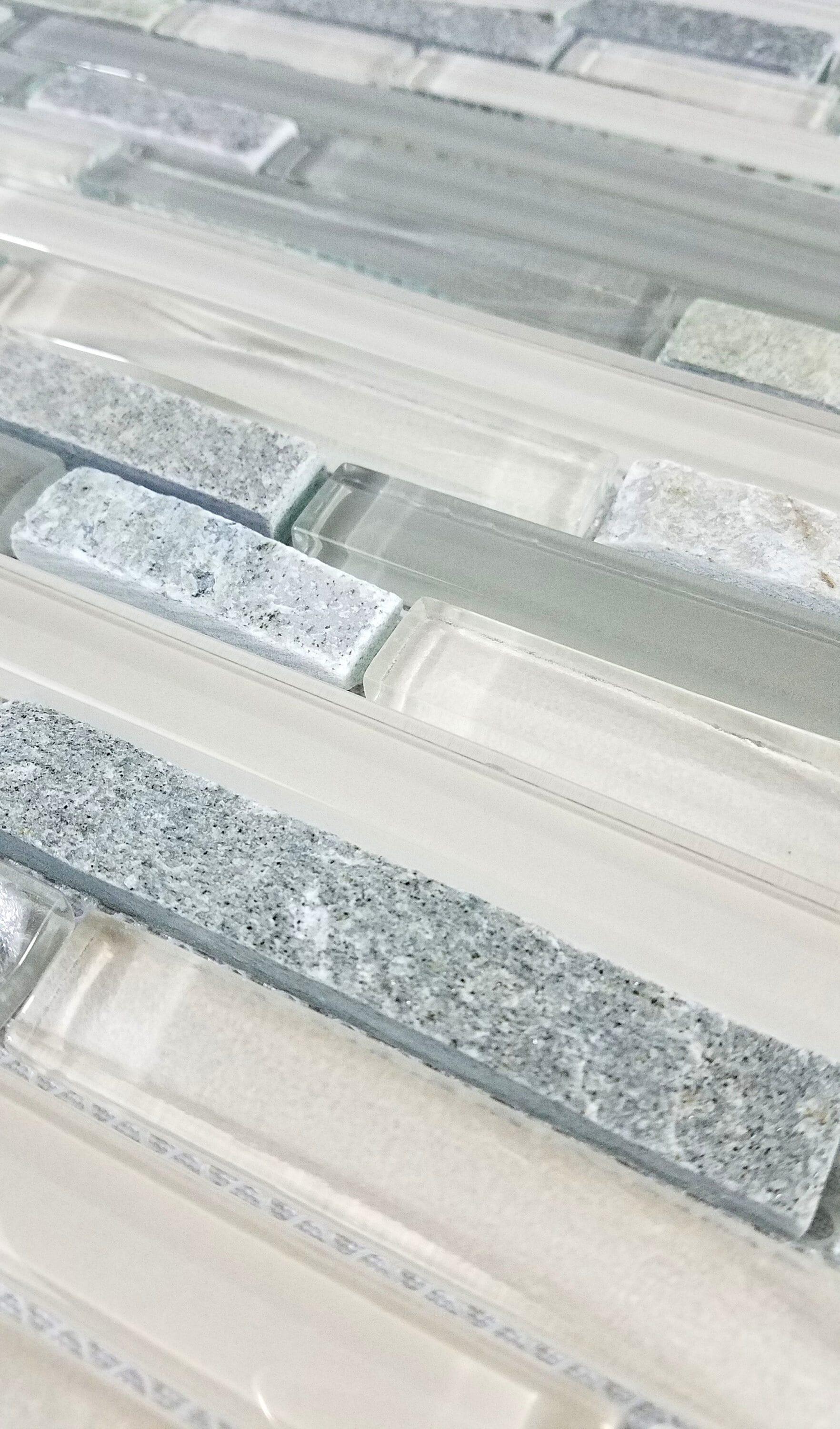 New Era 12 in. x 12 in. Glass & Stone Straight Edge Linear Mosaic Wall & Pool Tile