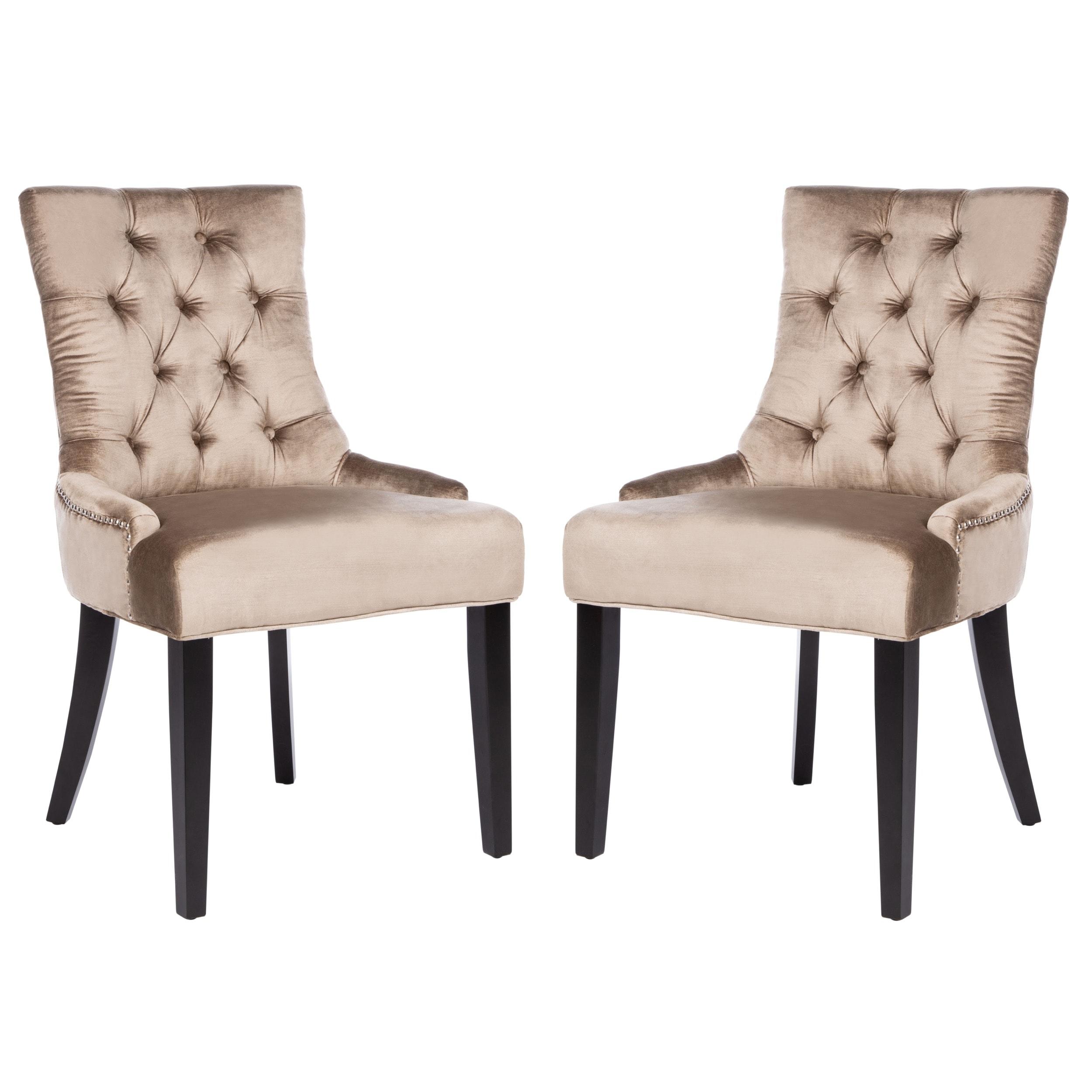 Abby 19''H Tufted Side Chairs (Set of 2)  Silver Nail Heads - Antique Sage - Safavieh