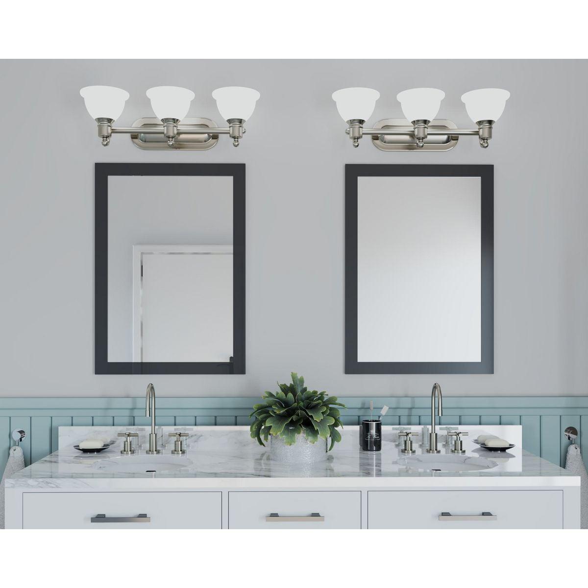 Progress Lighting Madison 3-Light Wall Bracket, Brushed Nickel, White Etched Glass
