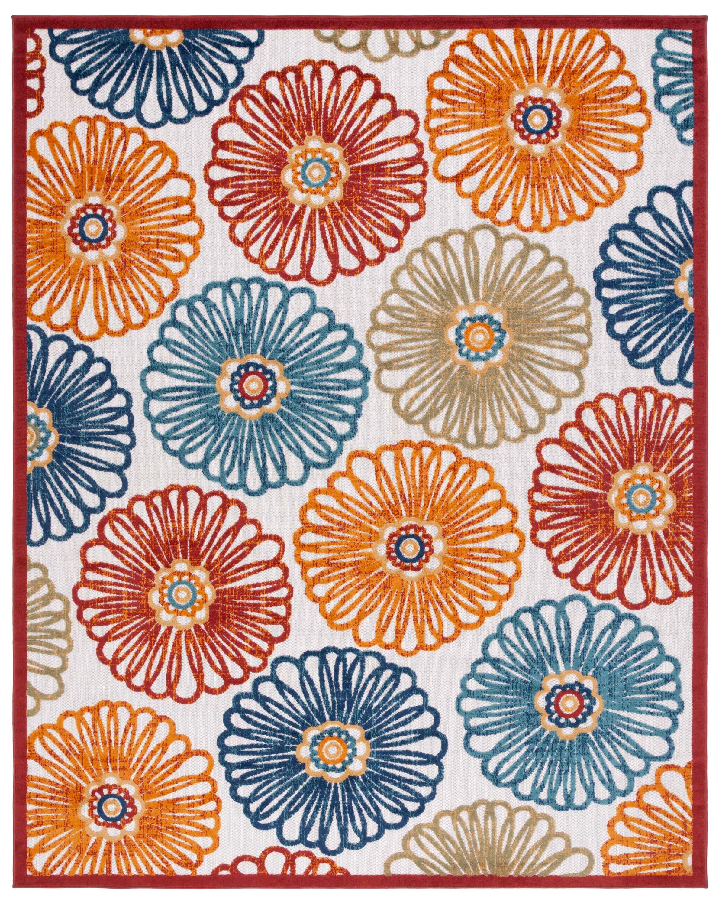 Cabana CBN801 Power Loomed Indoor/Outdoor Area Rug - Creme/Red - 8'x10' - Safavieh.