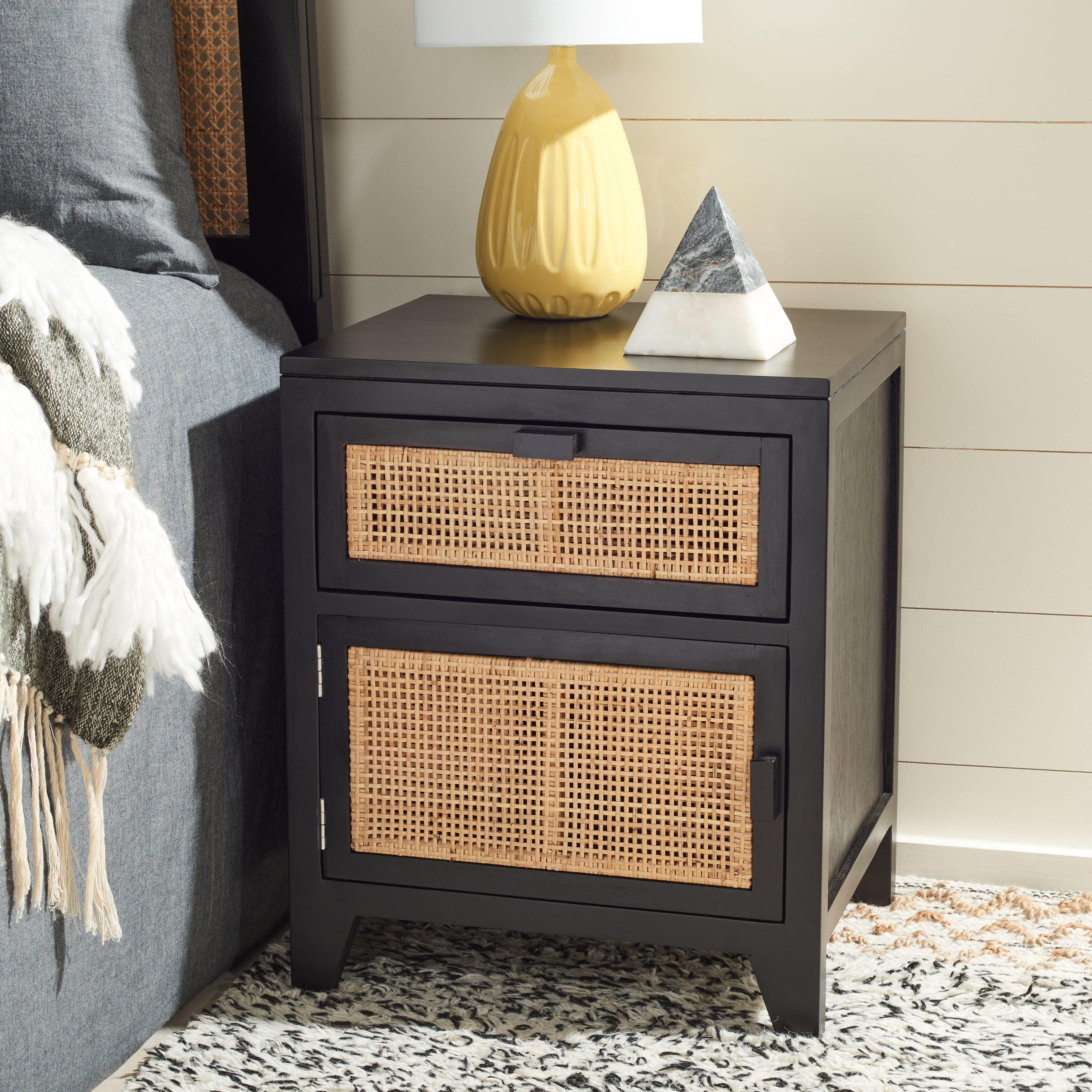 Miya 1 Drawer Nightstand - NST5012 - Black/Natural - Safavieh