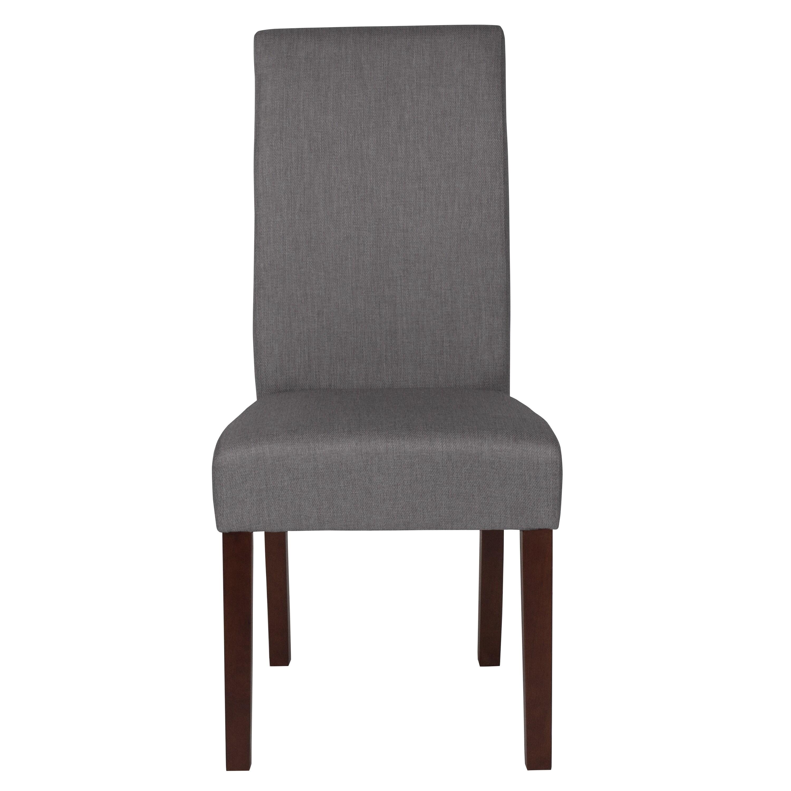 Flash Furniture Greenwich Series Light Gray Fabric Upholstered Panel Back Mid-Century Parsons Dining Chair