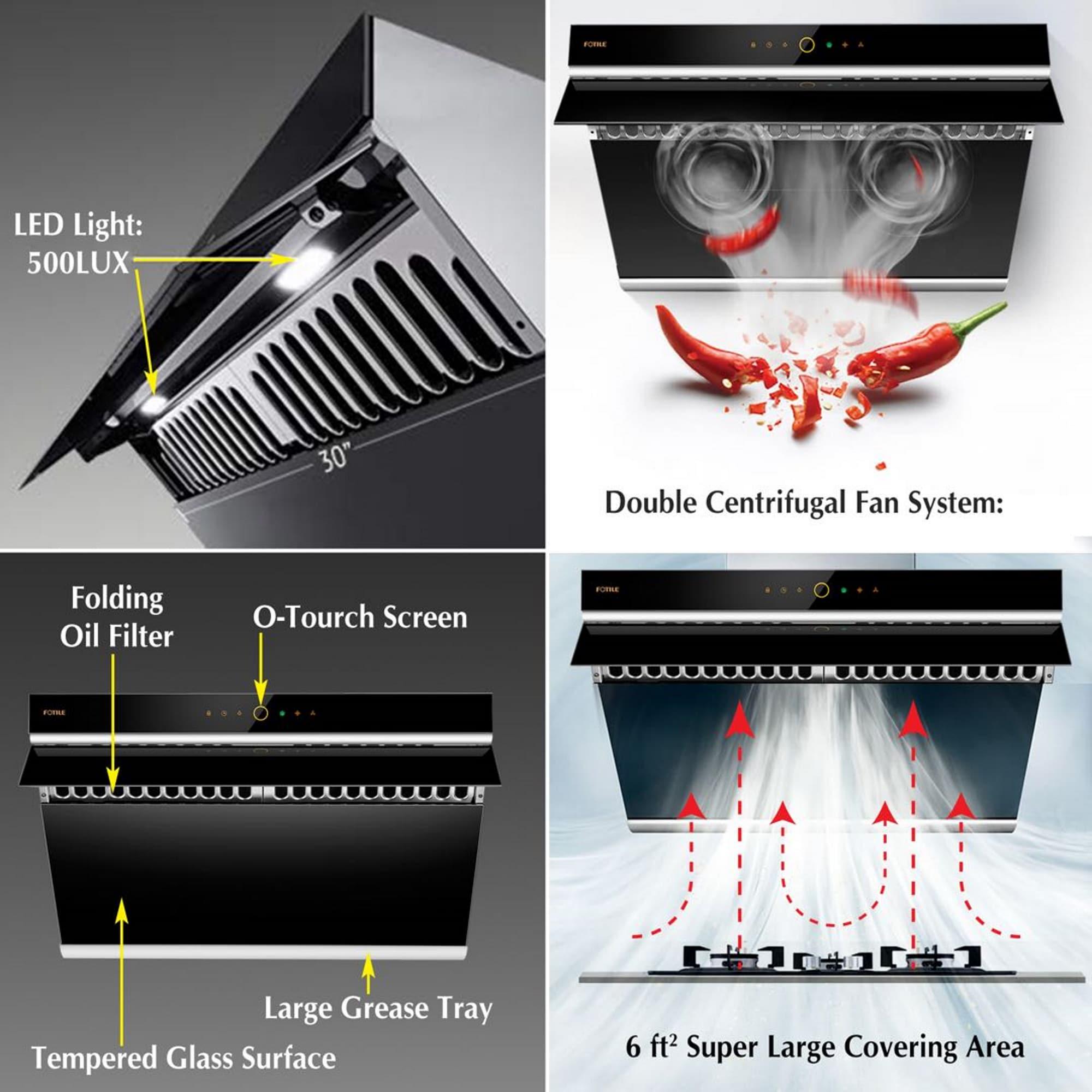 FOTILE Stainless Steel 1000 CFM Ducted (Vented) Wall Range Hood with Baffle Filter